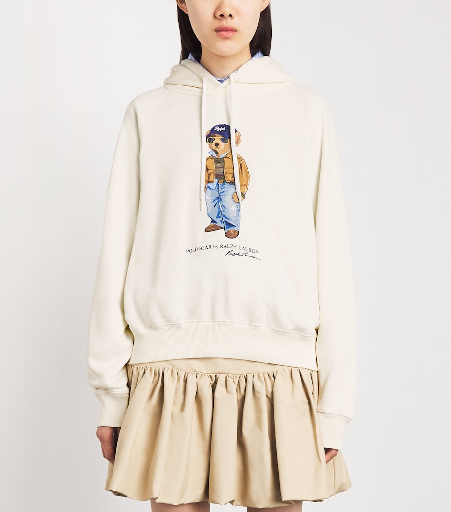 Polo Ralph Lauren Womens Cotton-Blend Polo Bear Hoodie Warm White Image 4