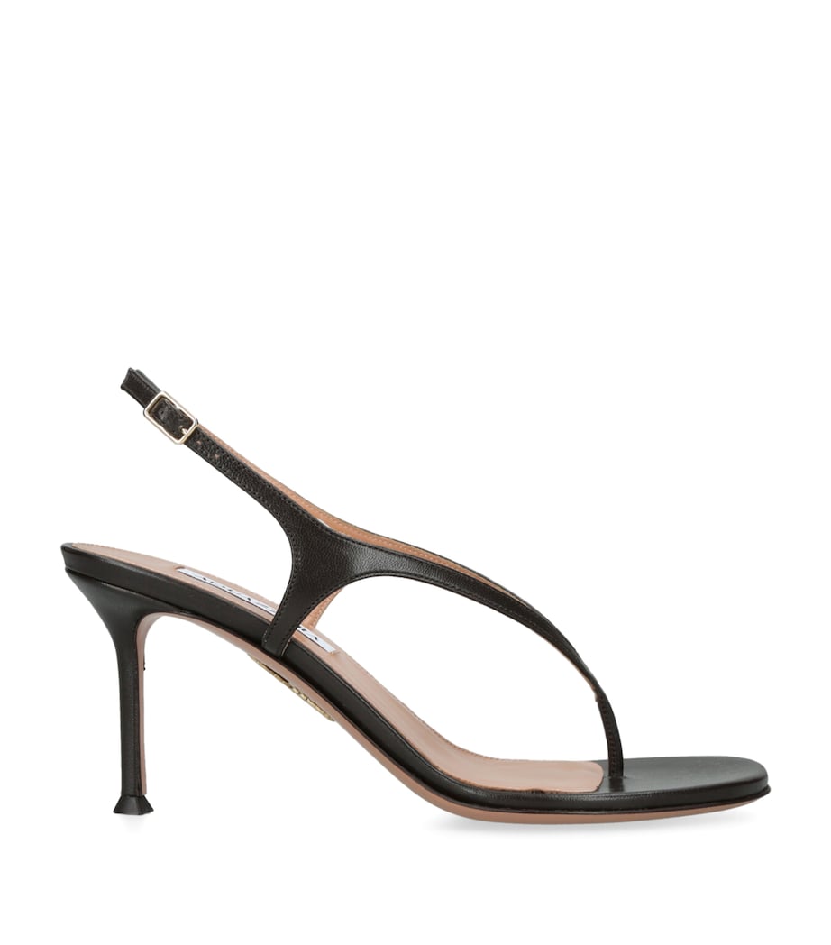 Aquazzura Leather Bikini Thong Sandals 75 Dark Brown Image 1
