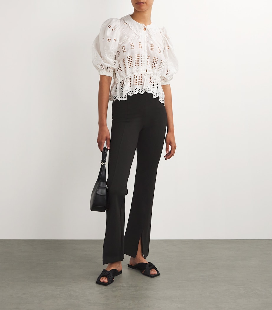 Flared Split-Hem Trousers BLACK Image 2