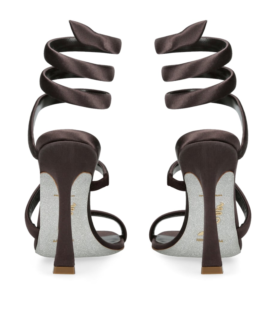 René Caovilla Satin Cleo Heeled Sandals 105 Dark Brown Image 2
