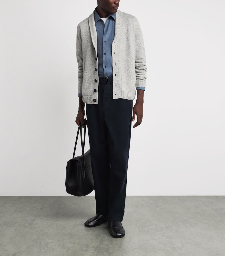 John Smedley Mens Recycled Cashmere-Wool Rockford Shawl Cardigan Polar Image 2