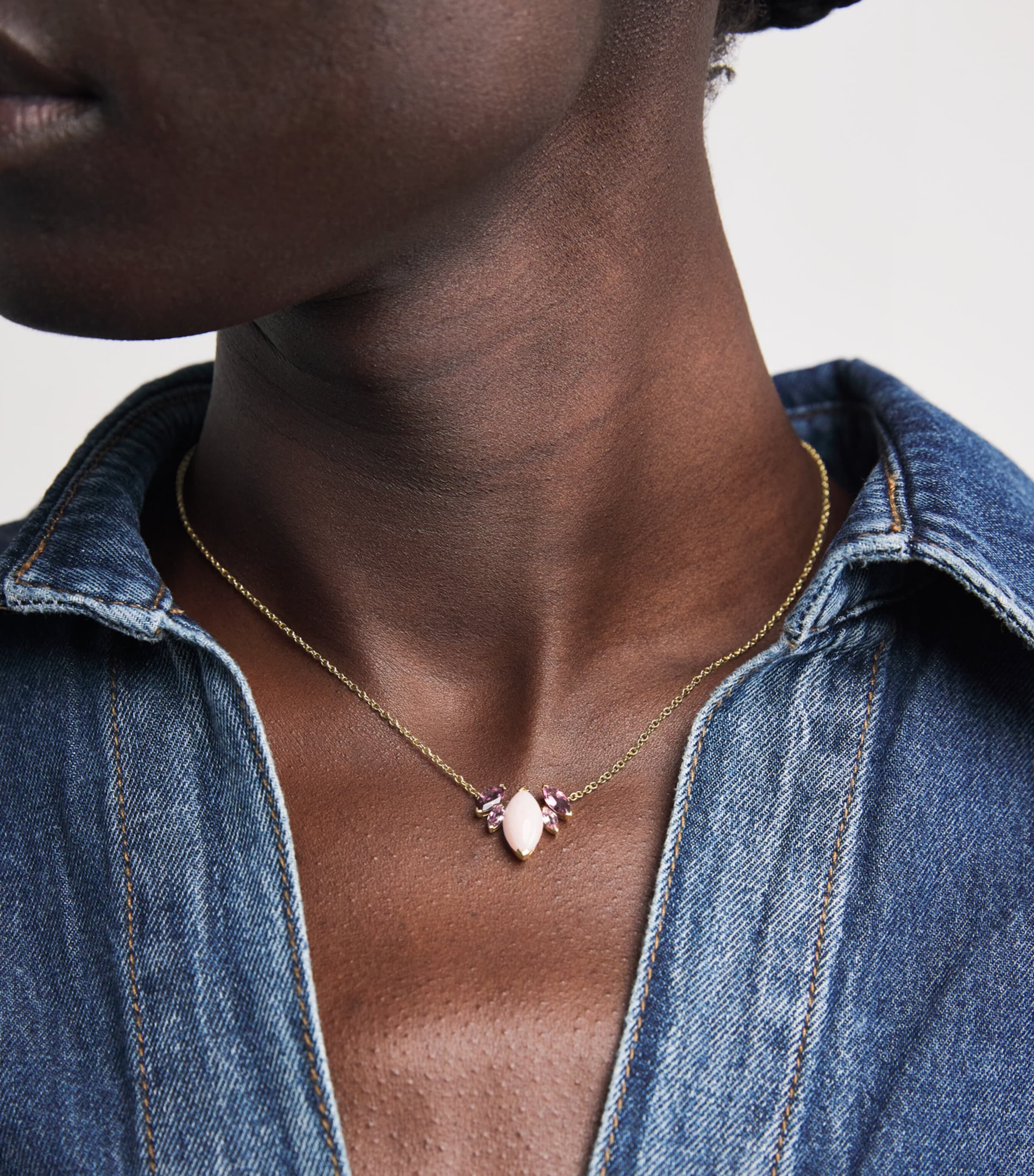 Yellow Gold, Tourmaline and Opal Batik Necklace YELLOW GOLD Image 2