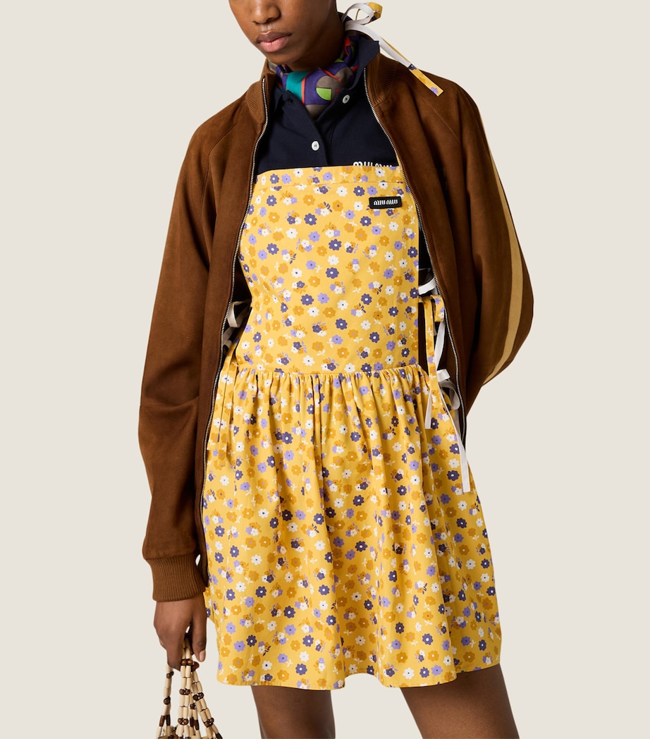 Miu Miu Womens Floral Apron Mini Dress Yellow Image 5