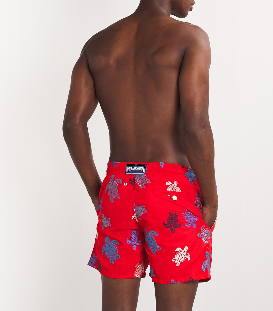 Embroidered Turtle Swim Shorts 201-COQUELICOT Image 3