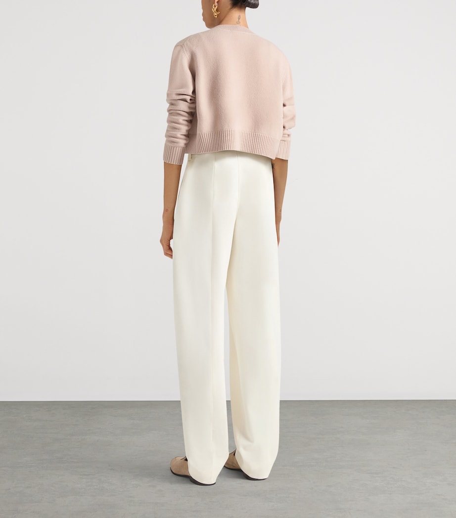 Cotton and Wool Pleated Trousers IVORY Image 4