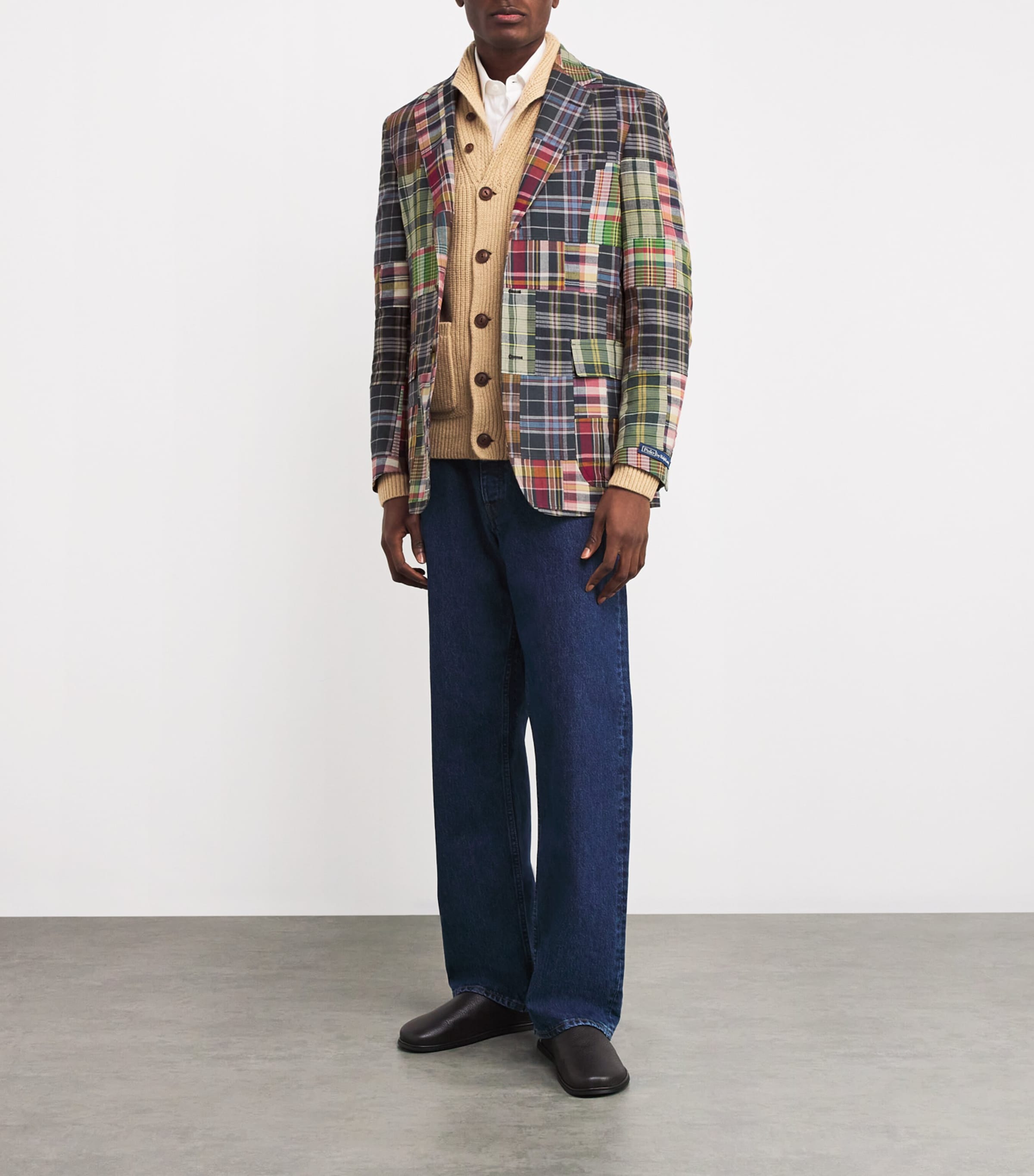 Cotton Madras Patchwork Blazer BLUE Image 2