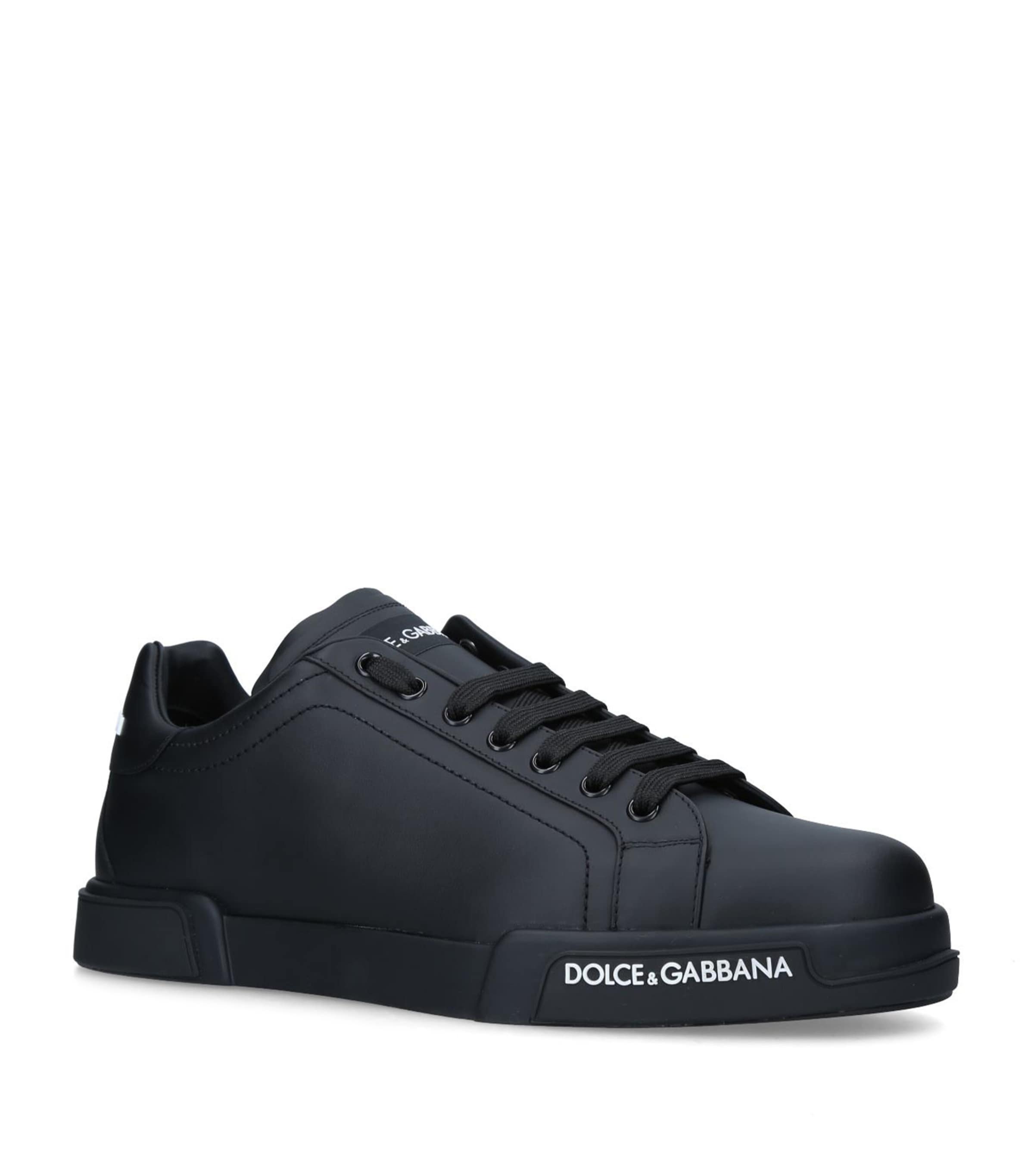 Dolce & Gabbana Leather Portofino Sneakers In White