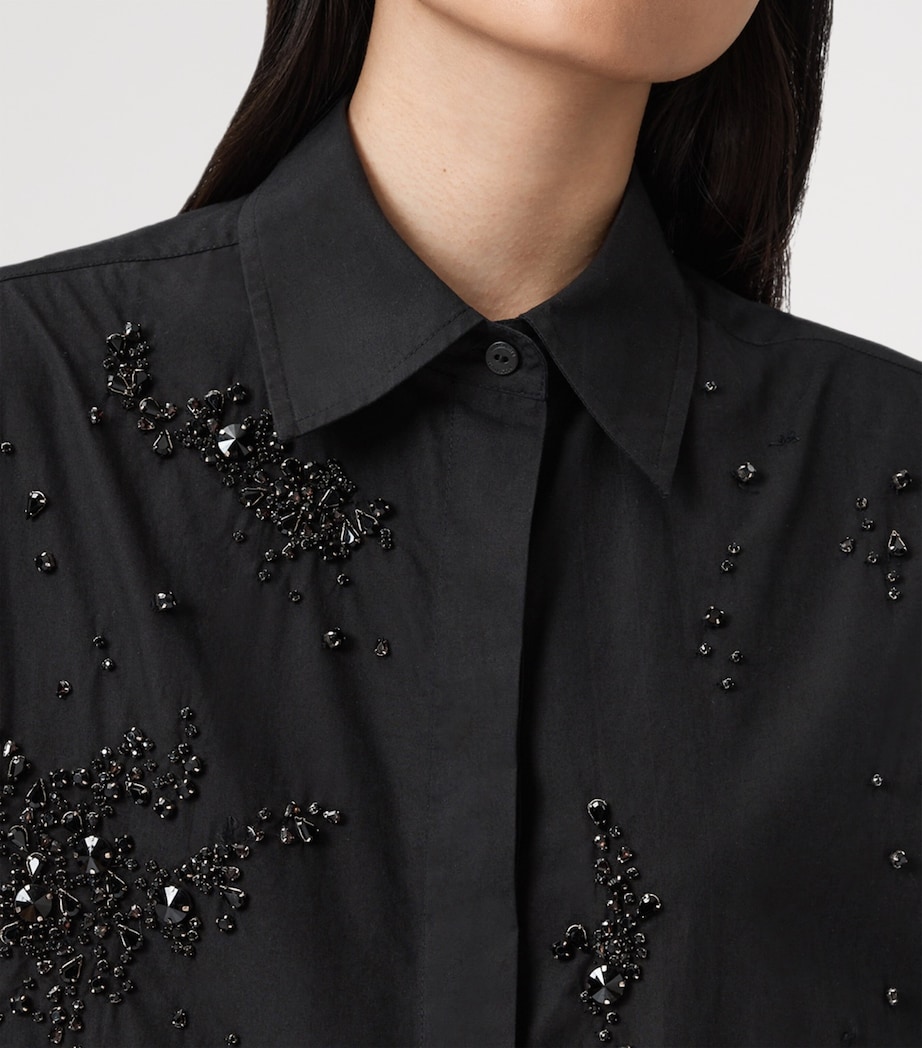 Organic Cotton Embellished Gemi Shirt BLACK Image 7