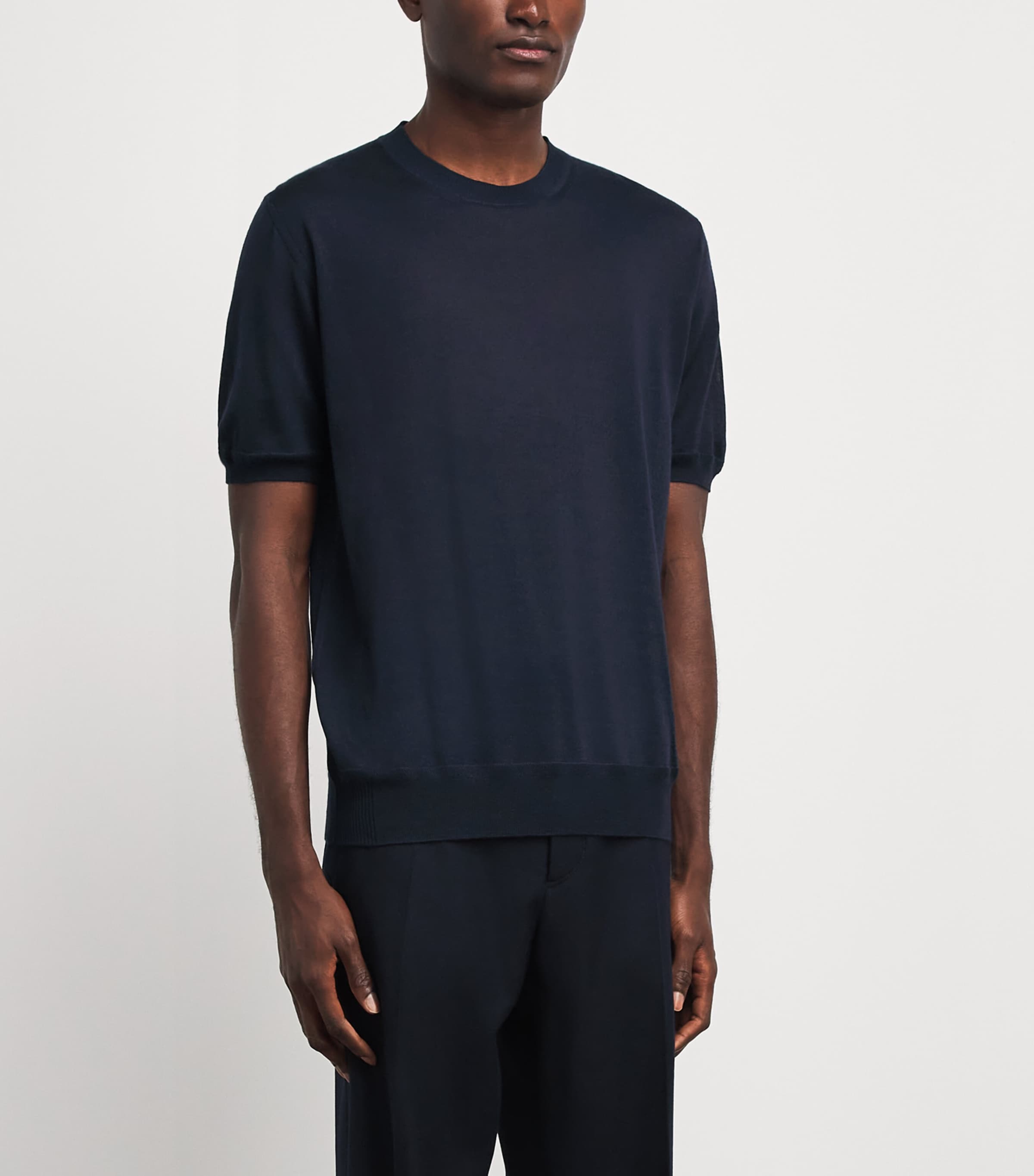 Brett Johnson Mens Cashmere-Silk T-Shirt Navy Image 4