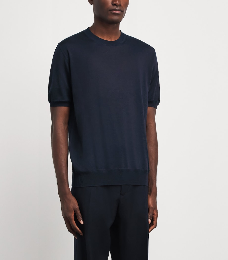 Brett Johnson Mens Cashmere-Silk T-Shirt Navy Image 4