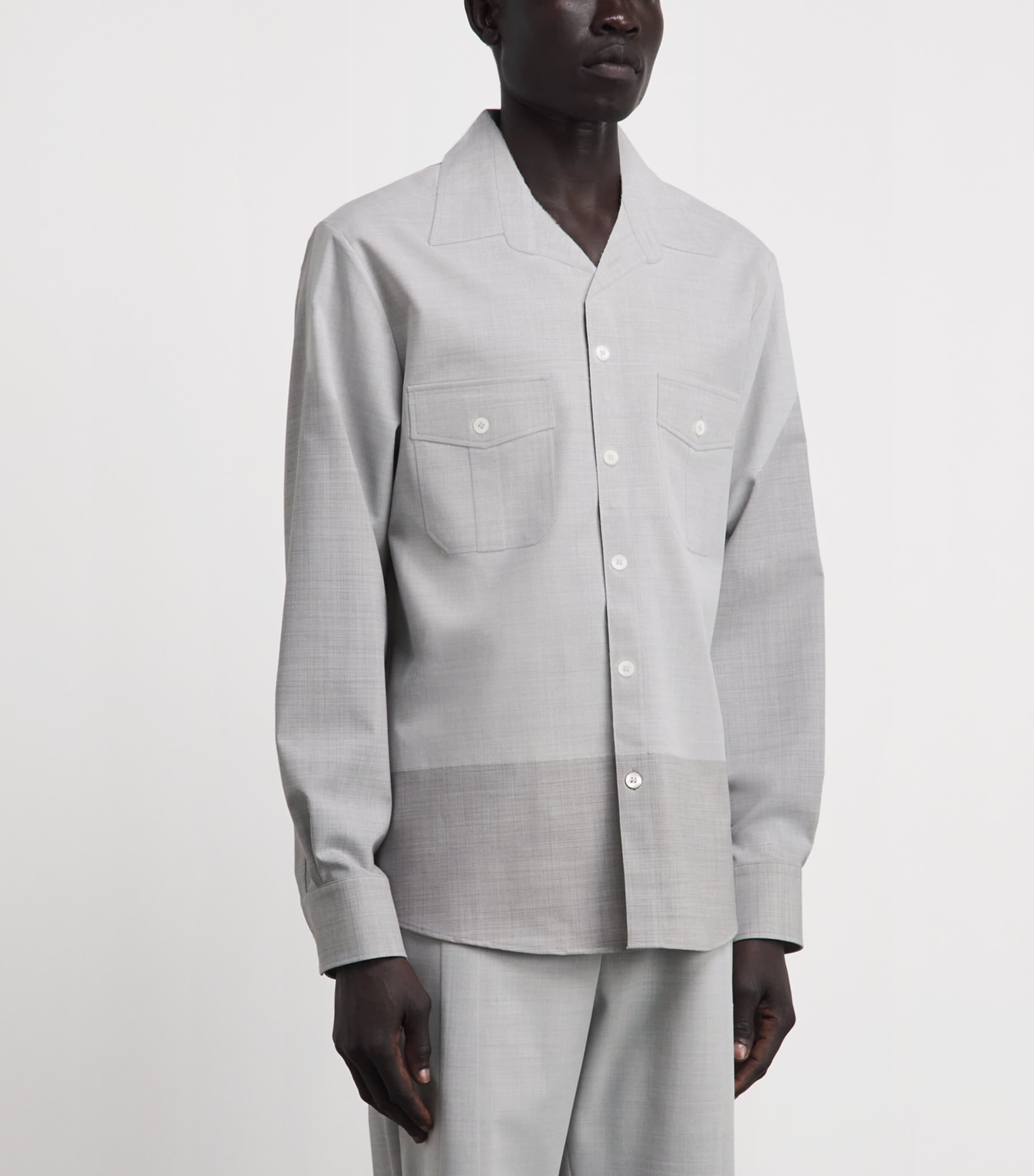 MM6 Maison Margiela Mens Two-Tone Shirt Light Grey Image 4