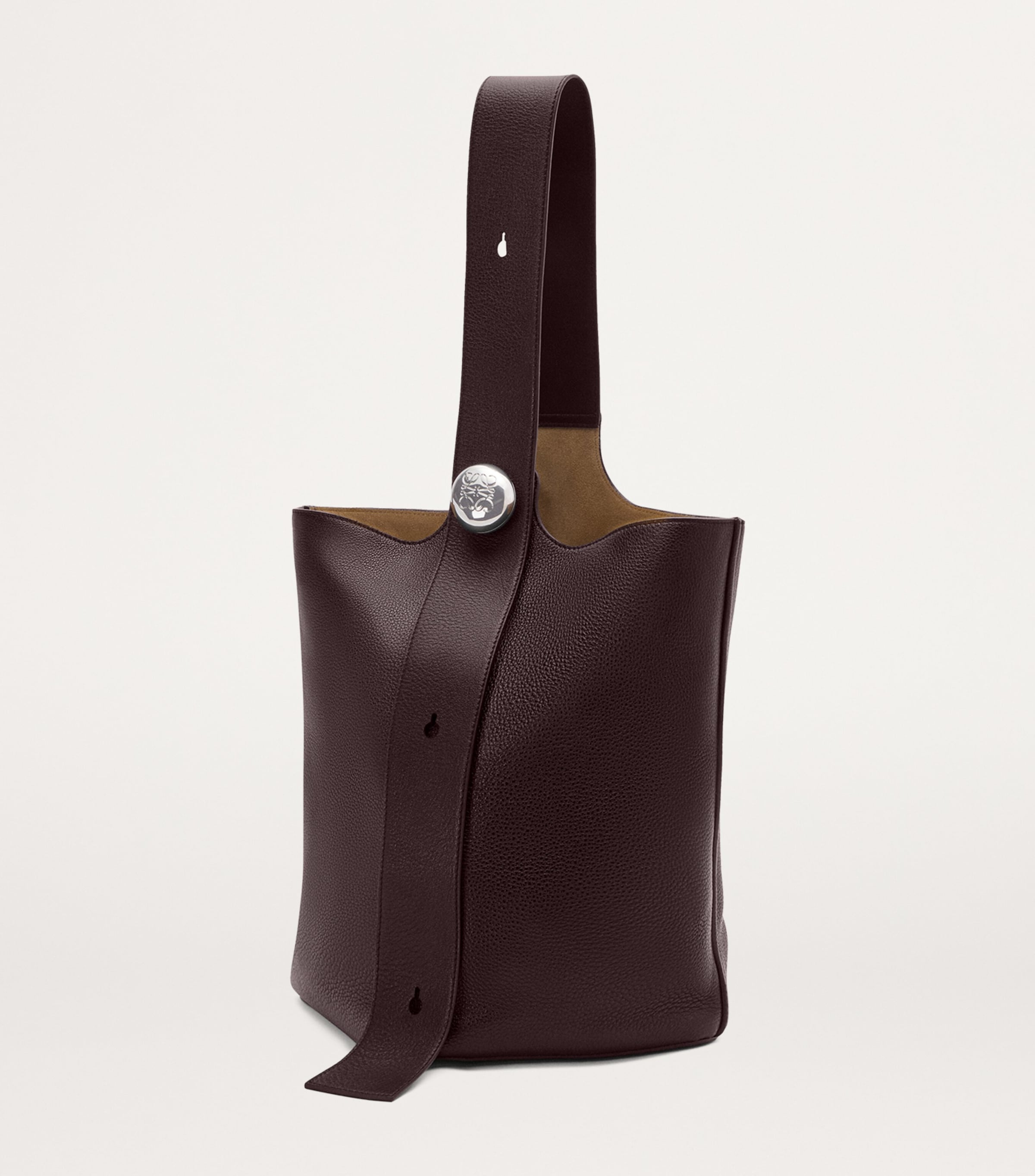 Large Leather Pebble Bucket Bag OXBLOOD Image 2