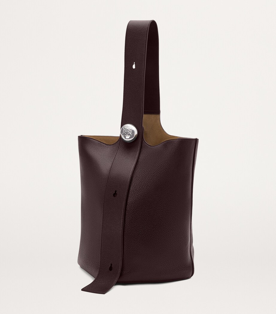 Large Leather Pebble Bucket Bag OXBLOOD Image 2