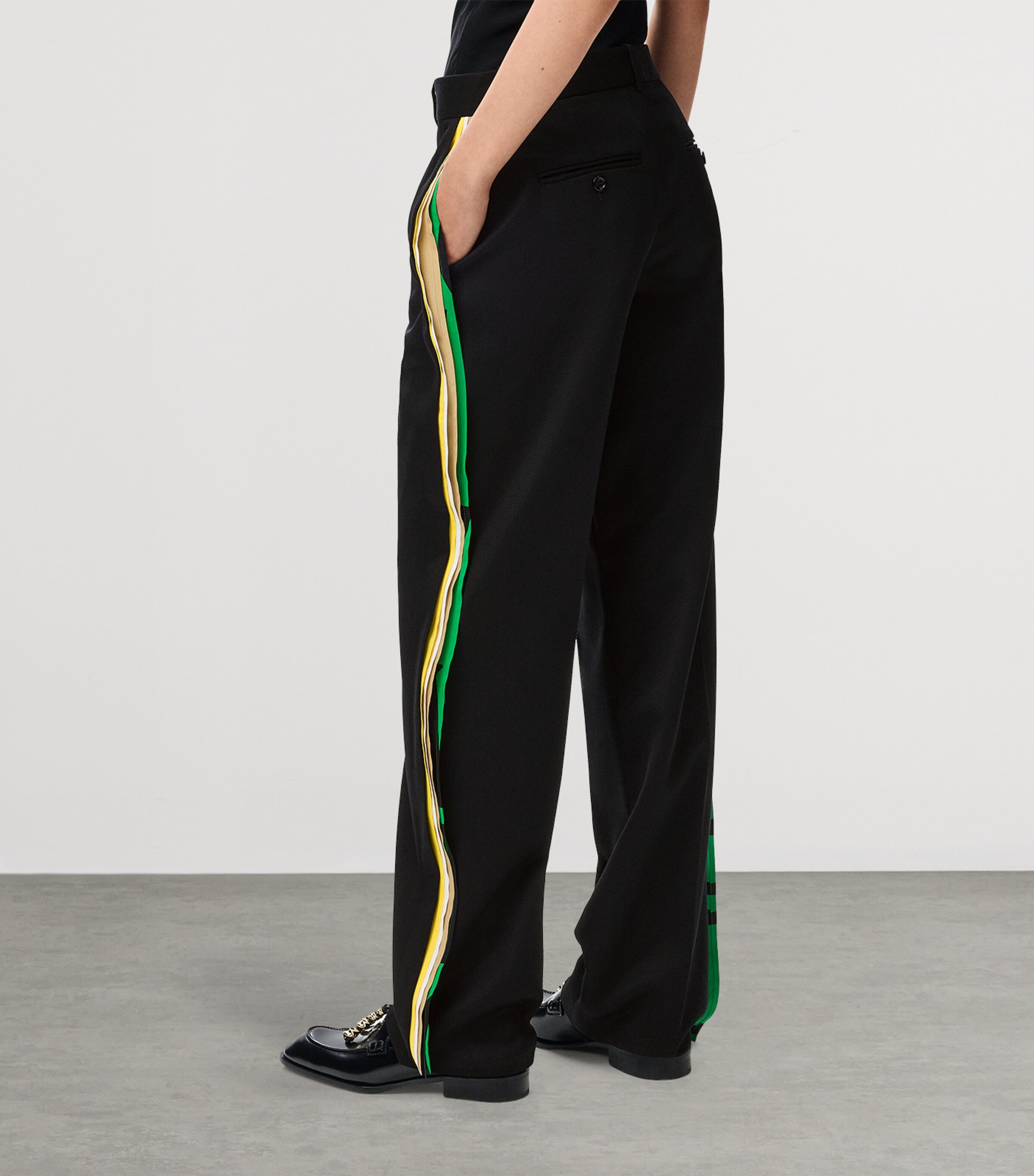 LOEWE Womens Tape-Trim Tailored Trousers Black Image 4