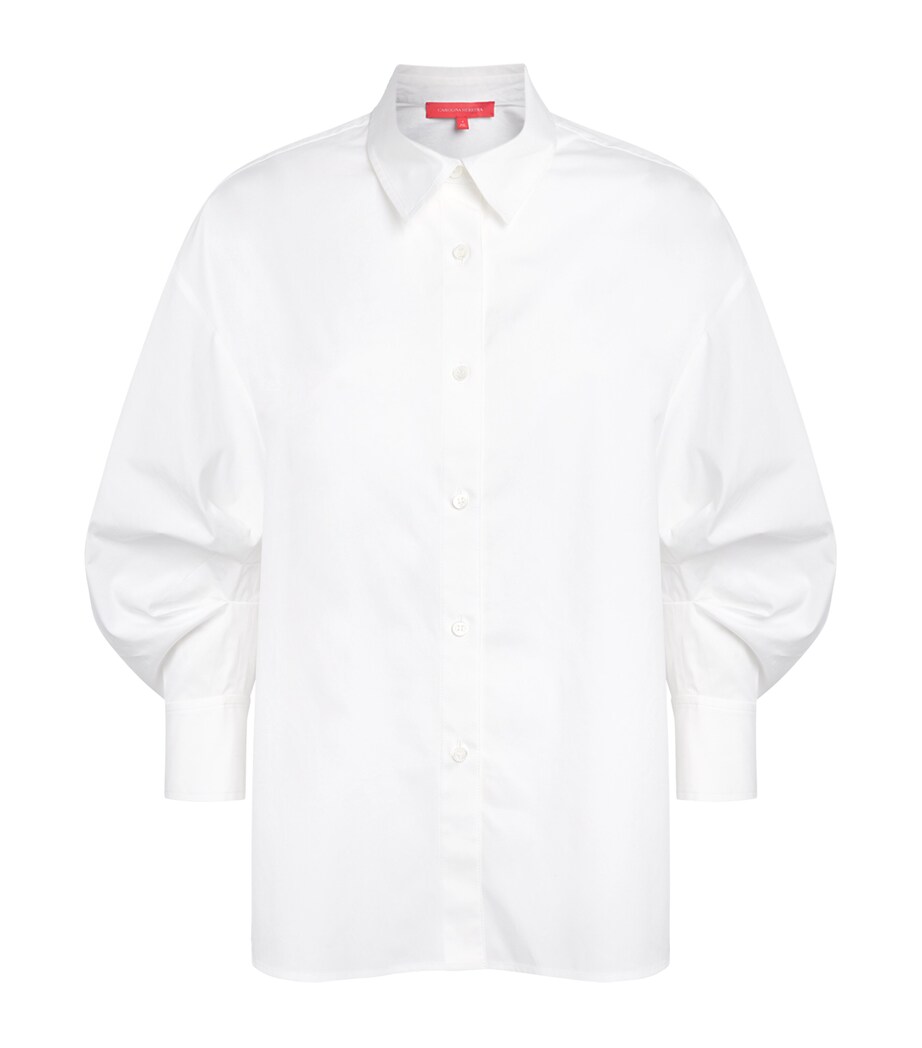 Carolina Herrera Womens Cotton Oversized Clara Shirt White Image 1