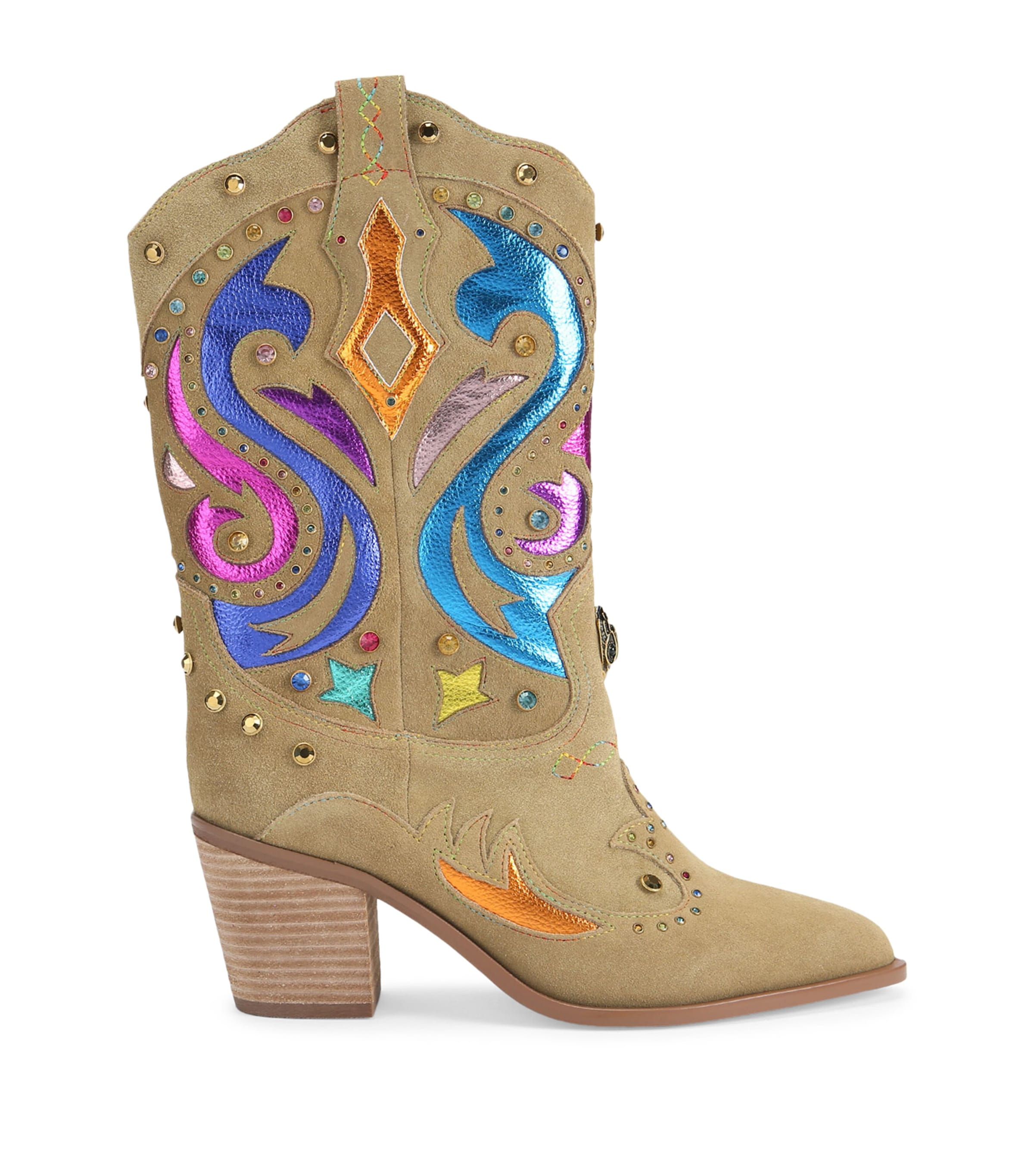 Kurt Geiger London Suede Kensington Cowboy Boots Camel/comb Image 1