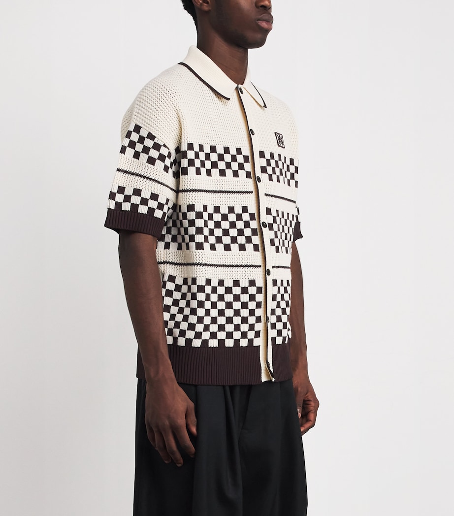 Wool-Blend Mesh Check Shirt ALABASTER Image 3