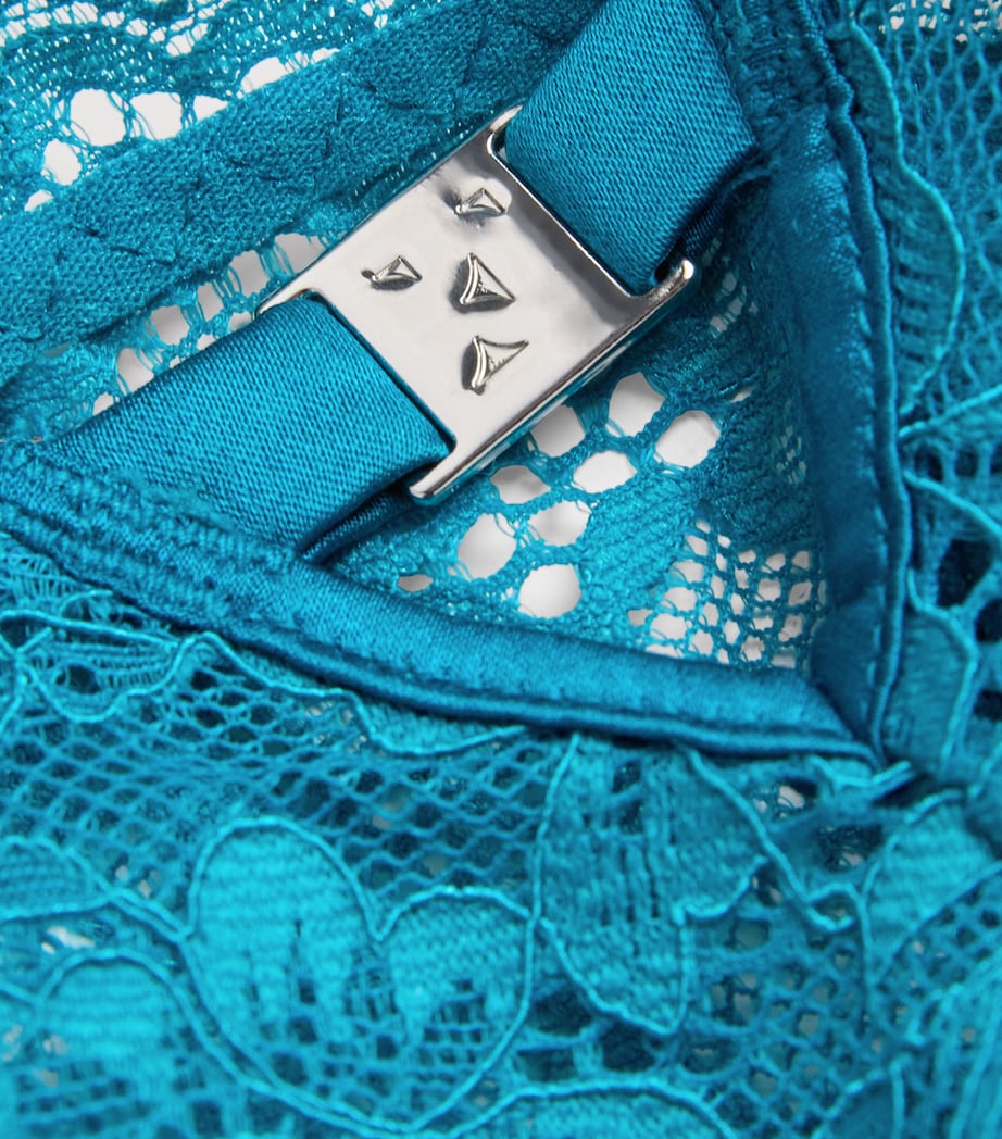 Fleur Du Mal Womens Lace Bianca Thong Aquamarine Image 4