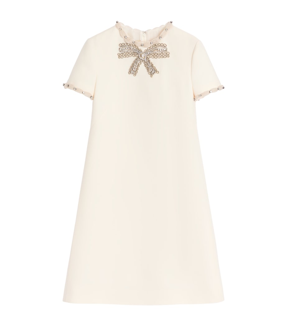 Valentino Womens Wool-Silk Bow-Embellished Mini Dress Image 1