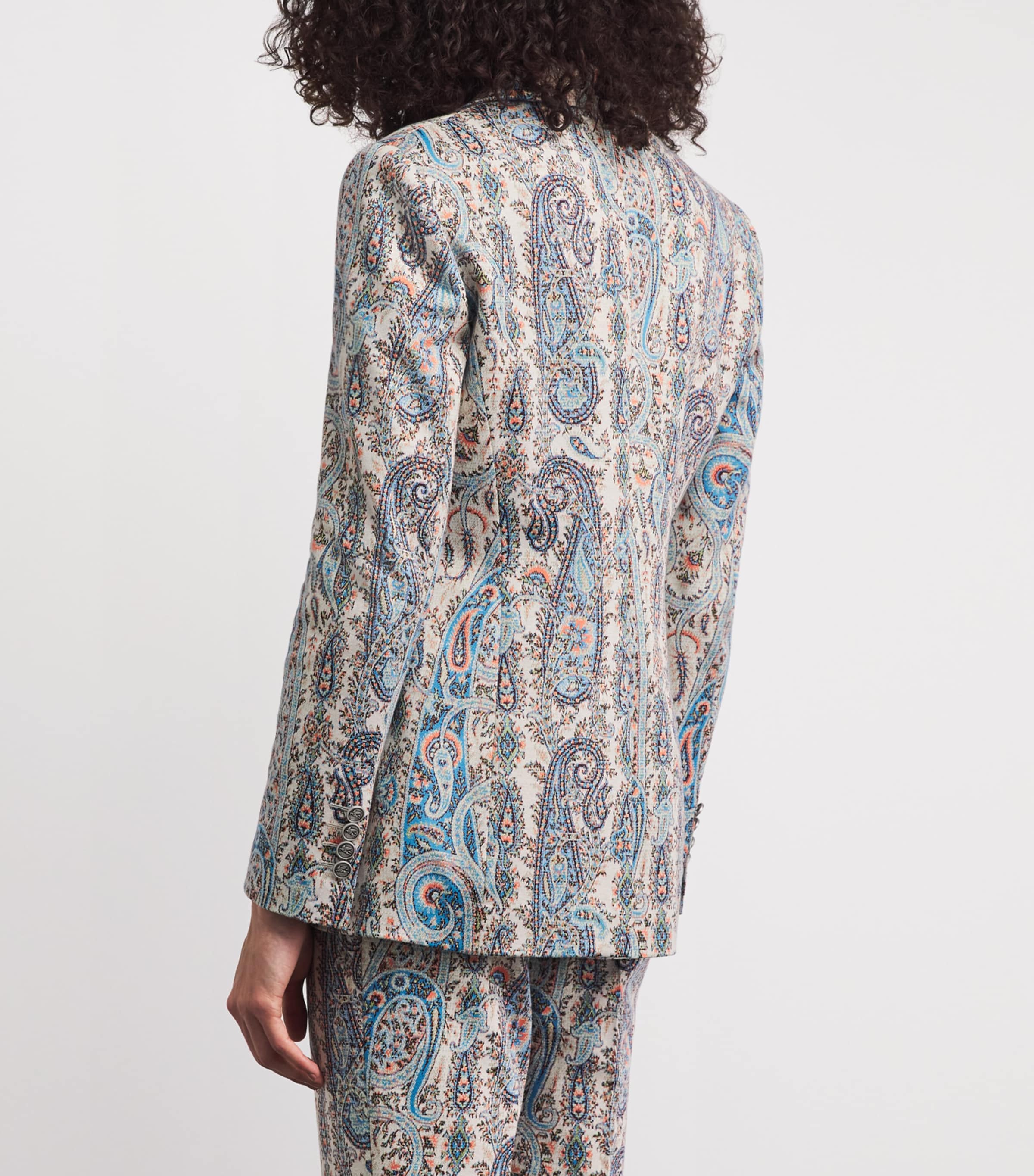 Etro Womens Knitted Paisley Single-Breasted Blazer Multi Blu Base Image 5