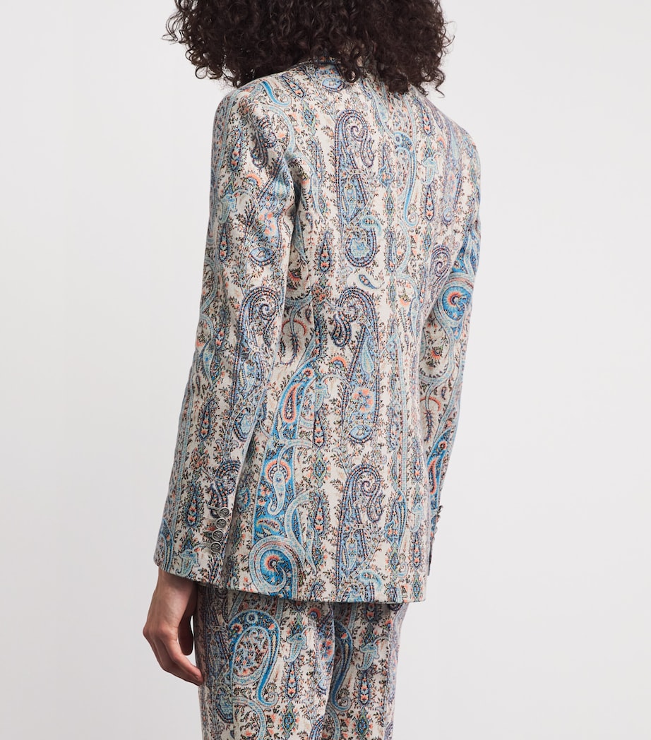 Etro Womens Knitted Paisley Single-Breasted Blazer Multi Blu Base Image 5