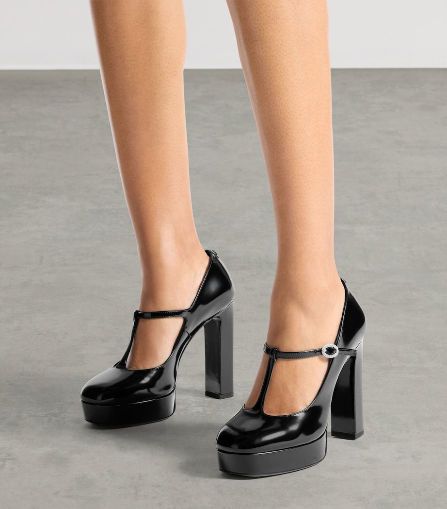 Jimmy Choo Marene 120 Leather Mary Jane Pumps Black/crystal Image 2
