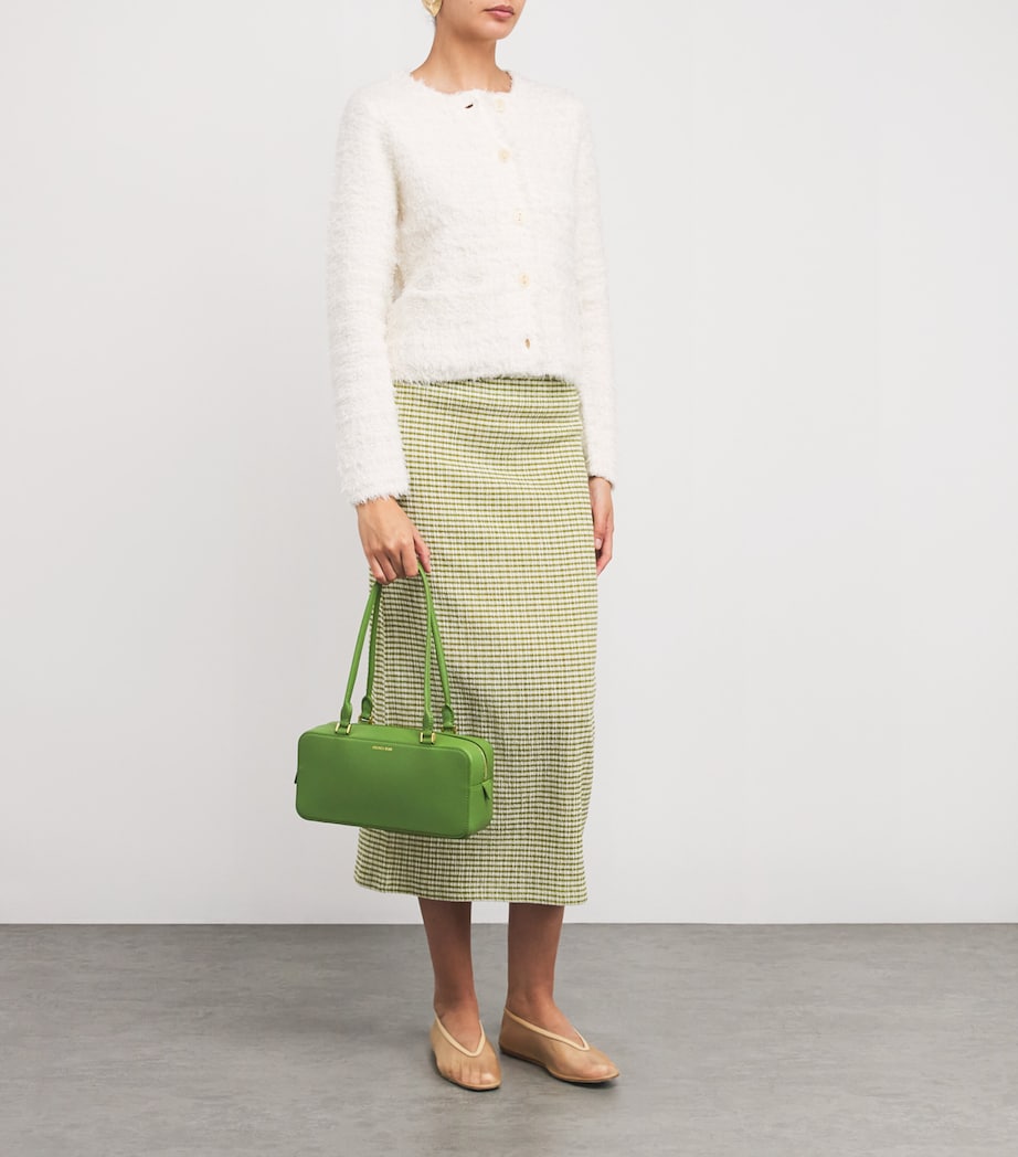 Veronica Beard Leather Boxy Shoulder Bag Lemongrass Image 5