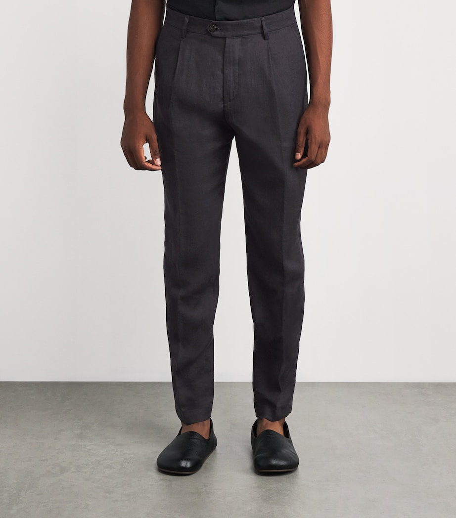x Harrods Linen Tailored Trousers NERO Image 3
