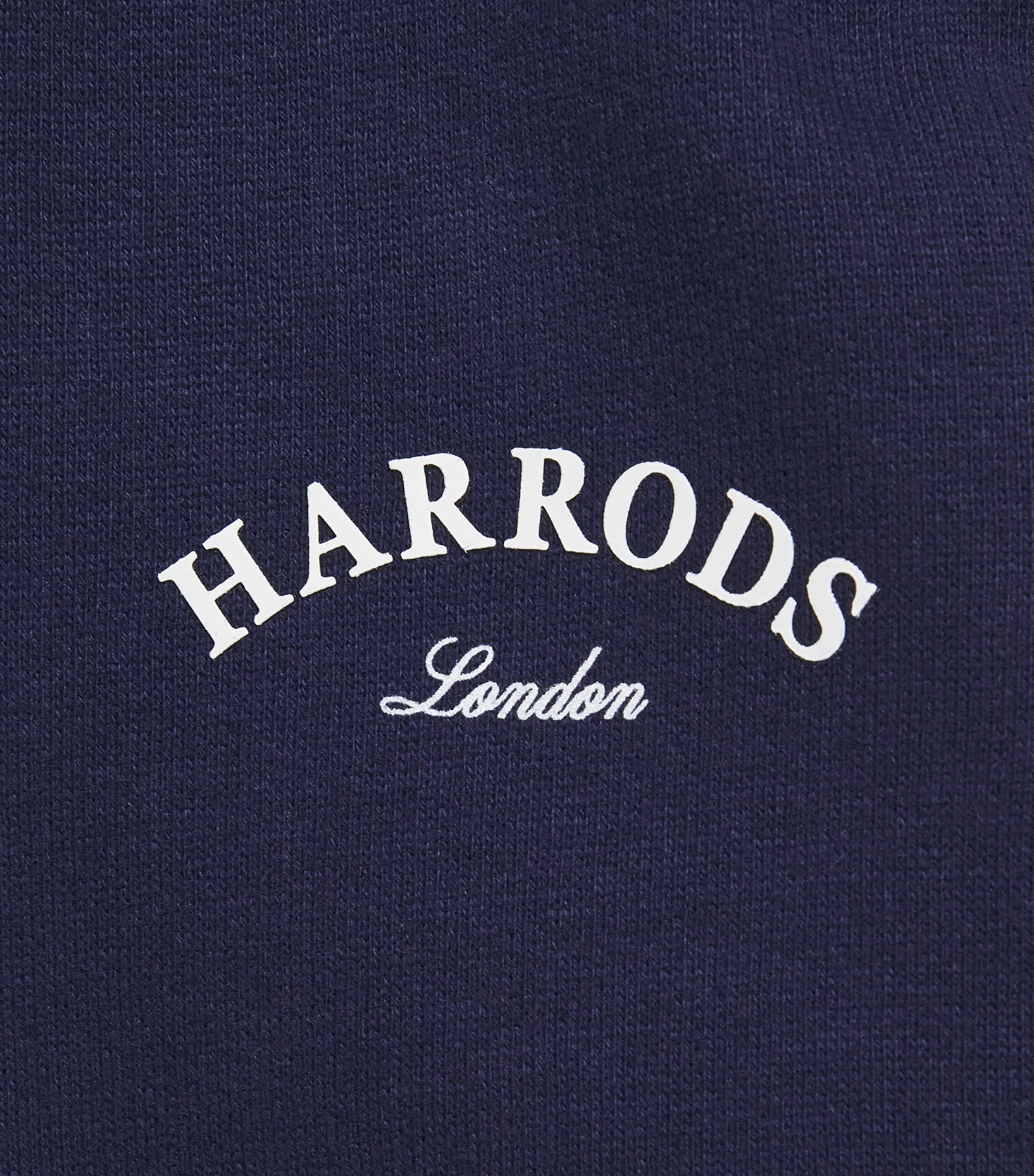 Harrods Cotton Logo Embroidered Hoodie (9-14 Years) Navy Image 3
