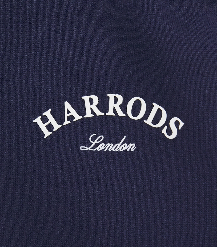 Harrods Cotton Logo Embroidered Hoodie (9-14 Years) Navy Image 3