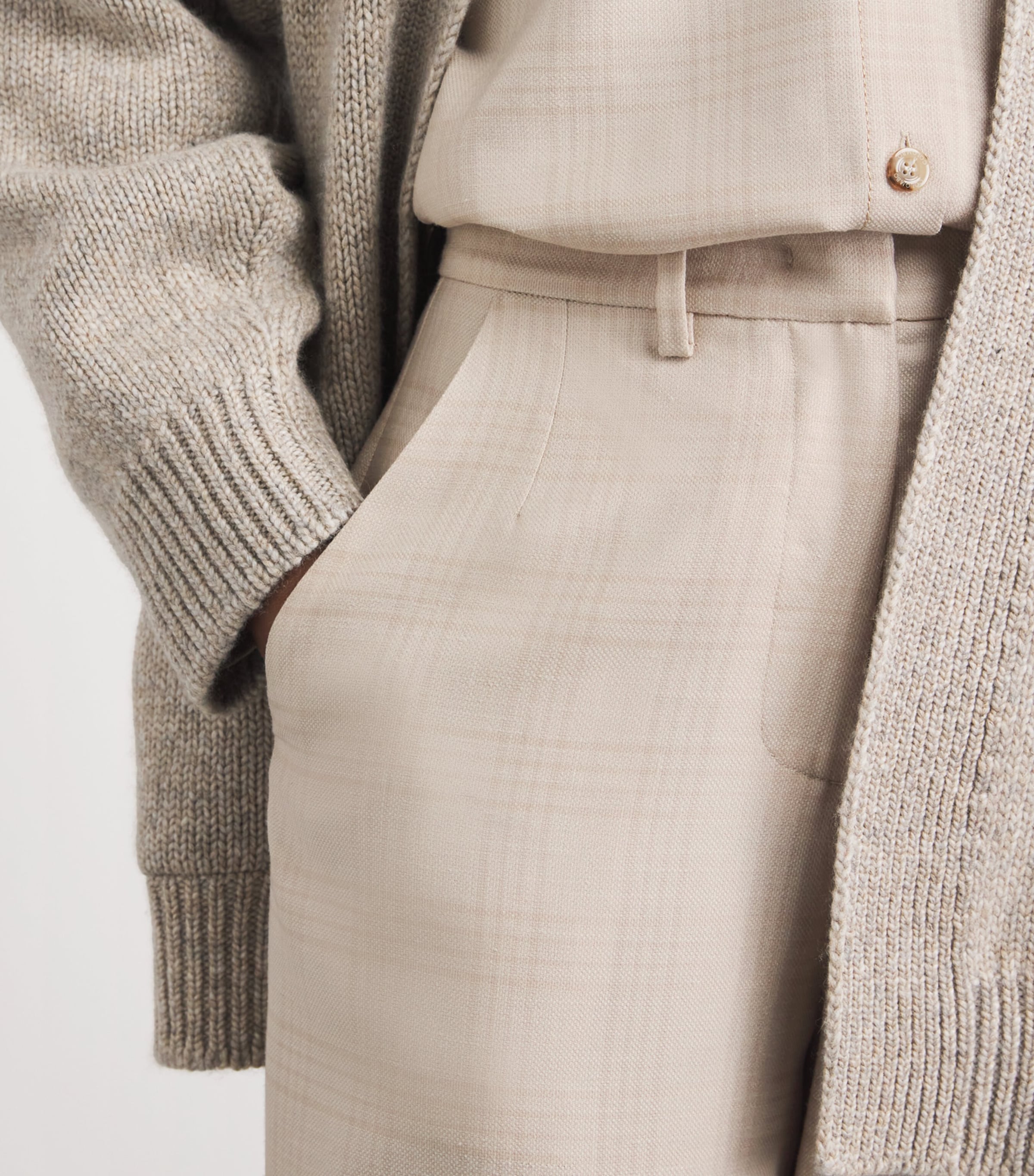 Colombo Womens Cashmere-Silk Wide-Leg Trousers Sand Image 3