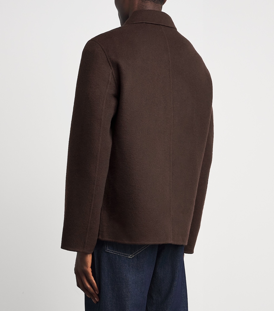Sandro Paris Mens Wool-Blend Double-Face Jacket Chocolate Image 5