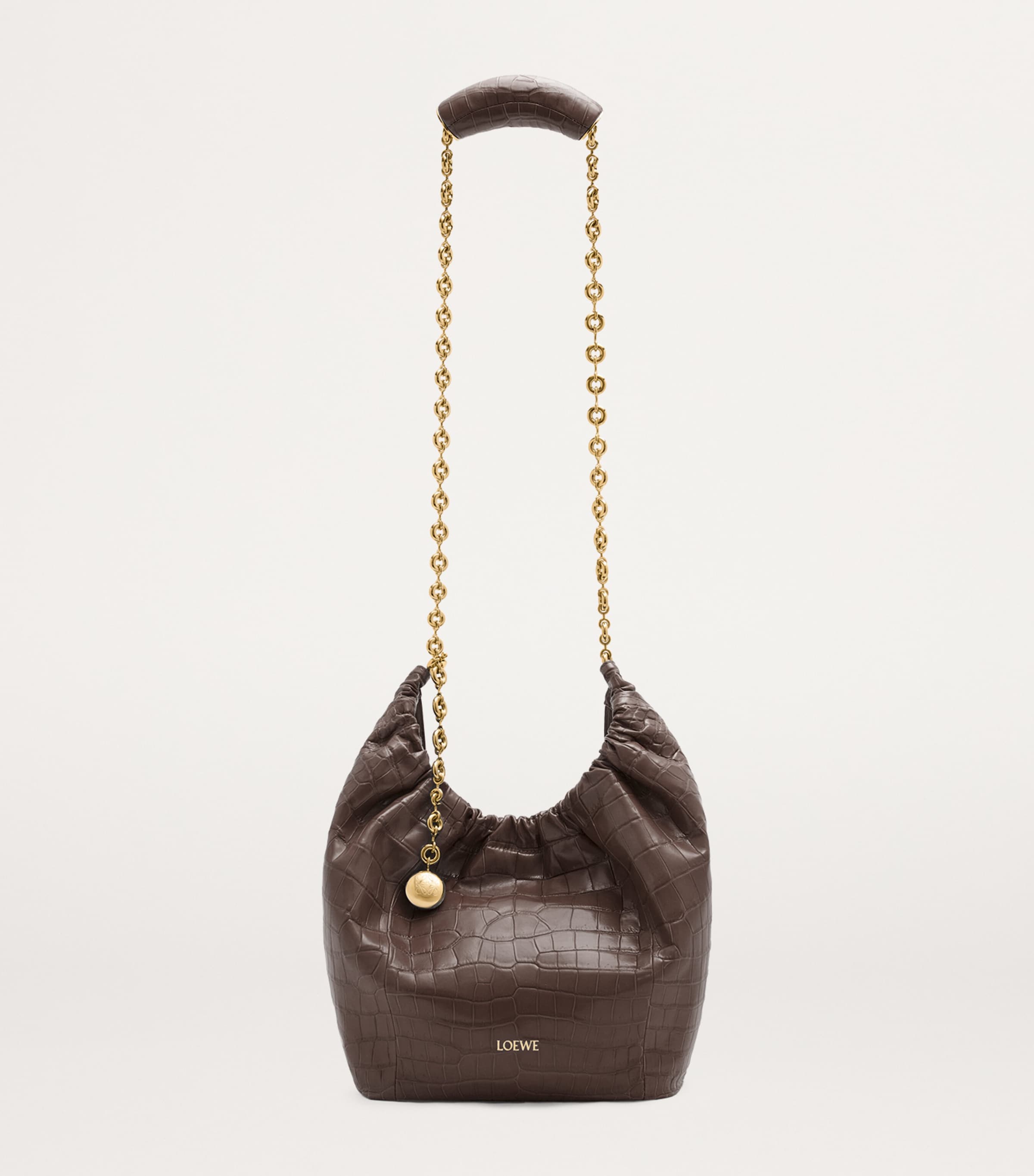 Small Crocodile Squeeze Shoulder Bag CHESTNUT Image 8
