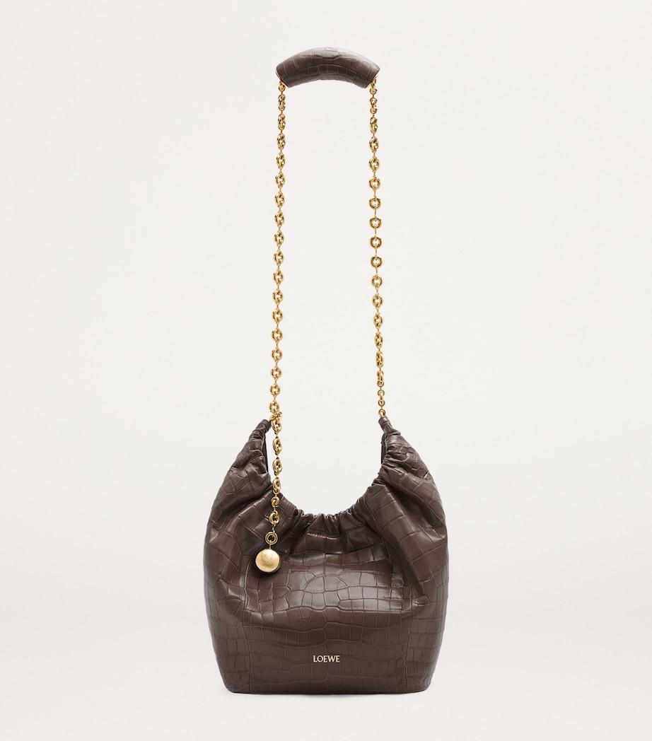 Small Crocodile Squeeze Shoulder Bag CHESTNUT Image 8