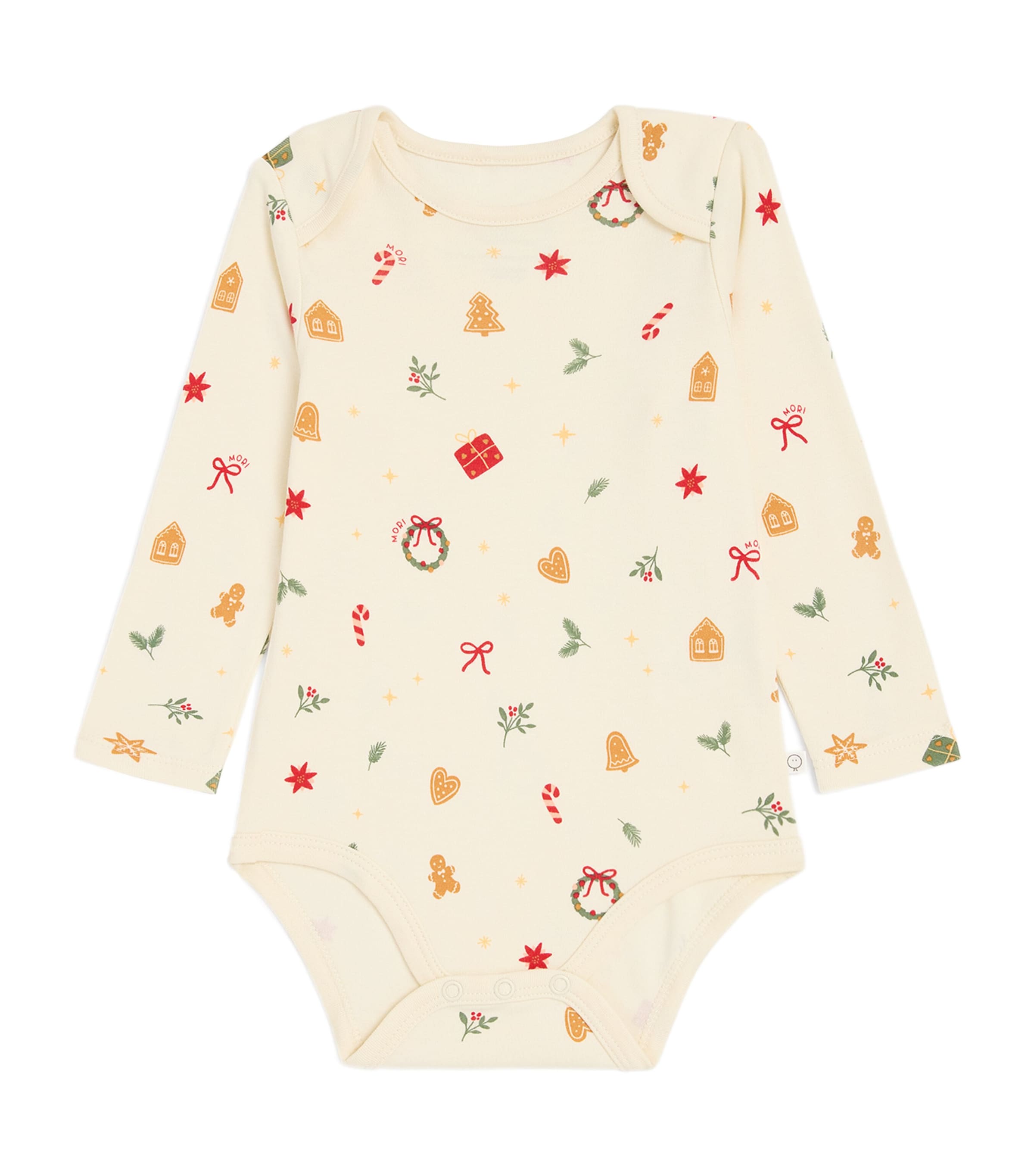 Mori Bamboo-organic Cotton Christmas Bodysuit In White
