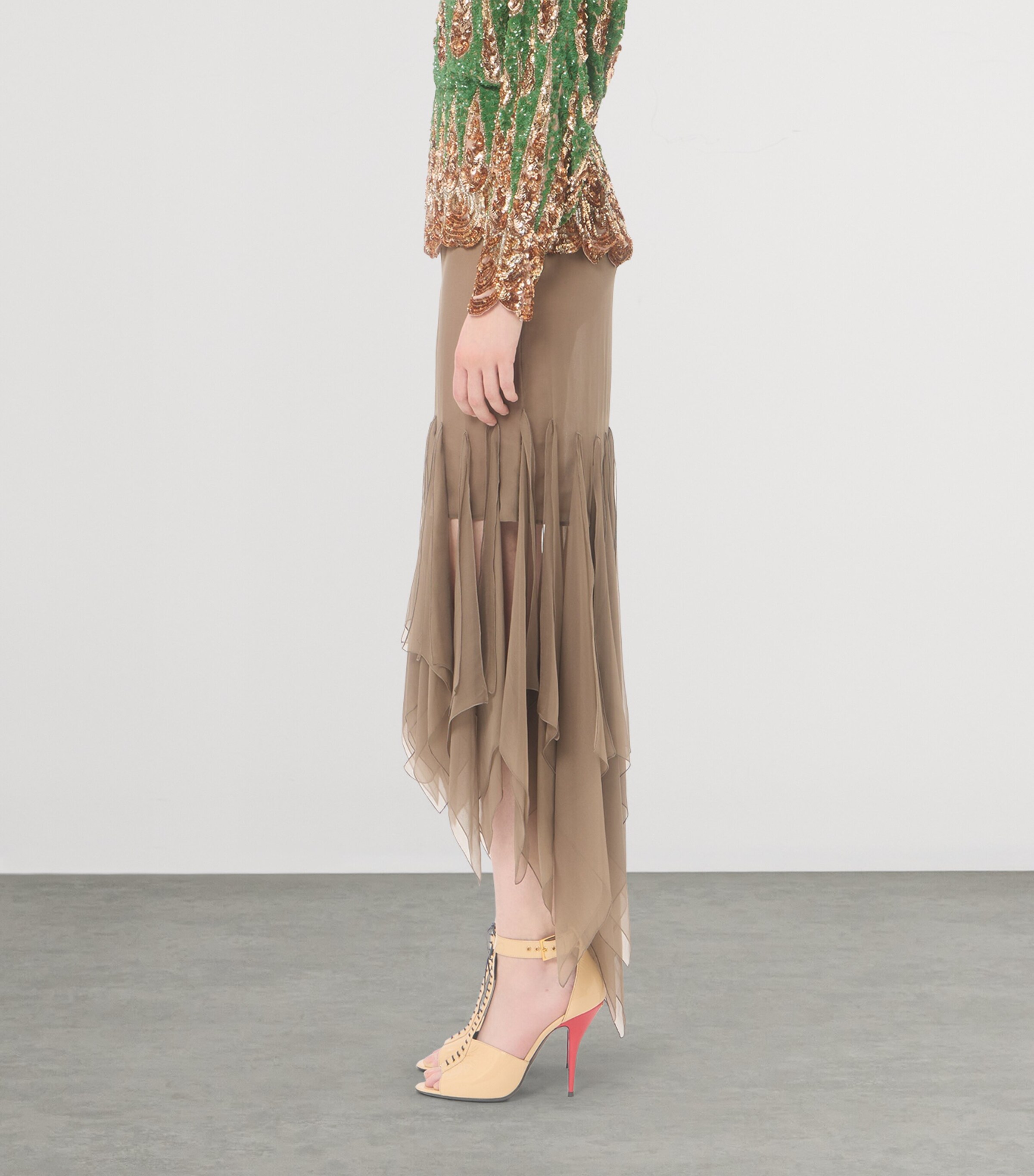 Valentino Womens Silk Ruffle-Embroidered Midi Skirt Flp Image 3