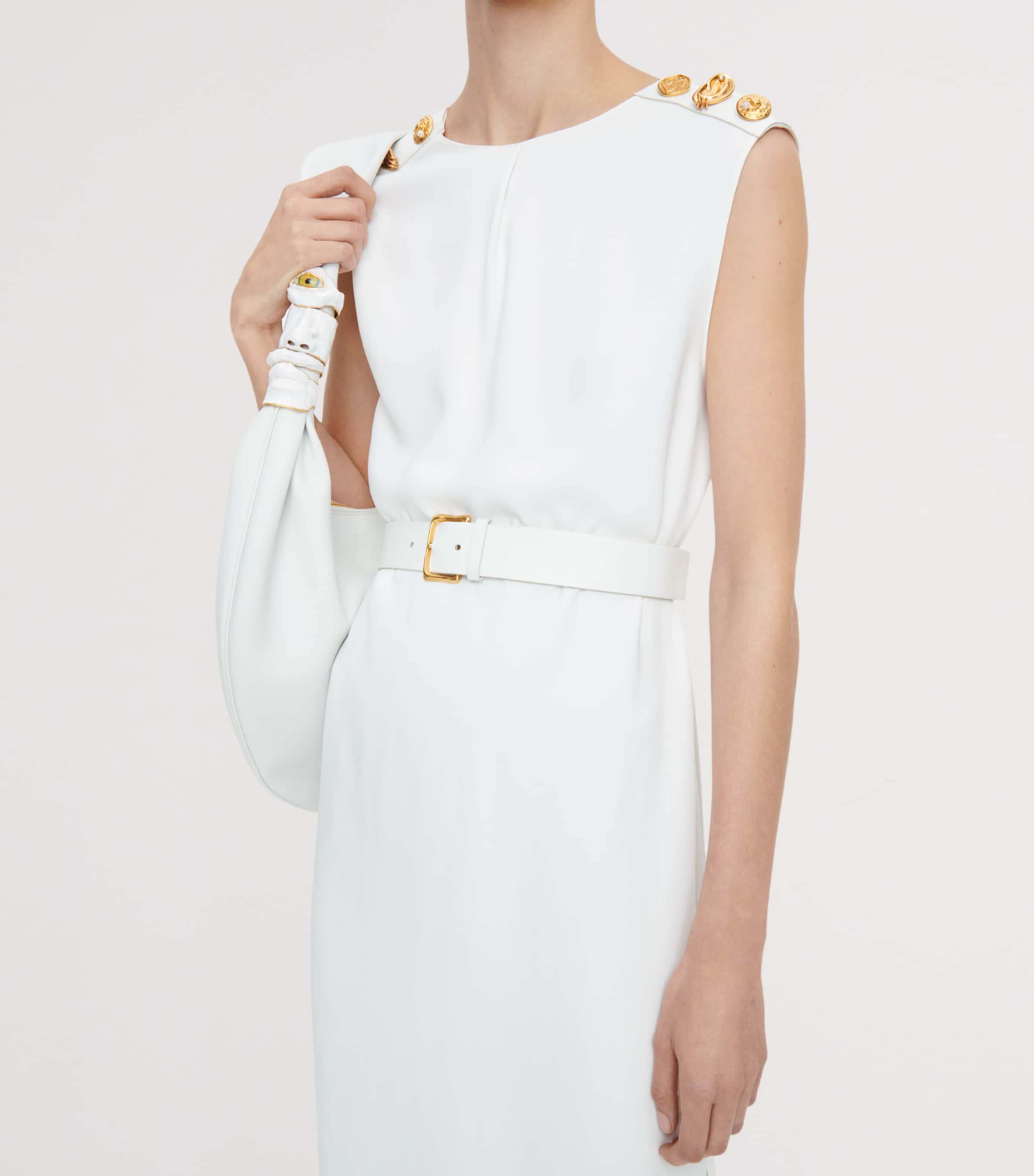 Schiaparelli Calfskin Soufflé Shoulder Bag White Image 2
