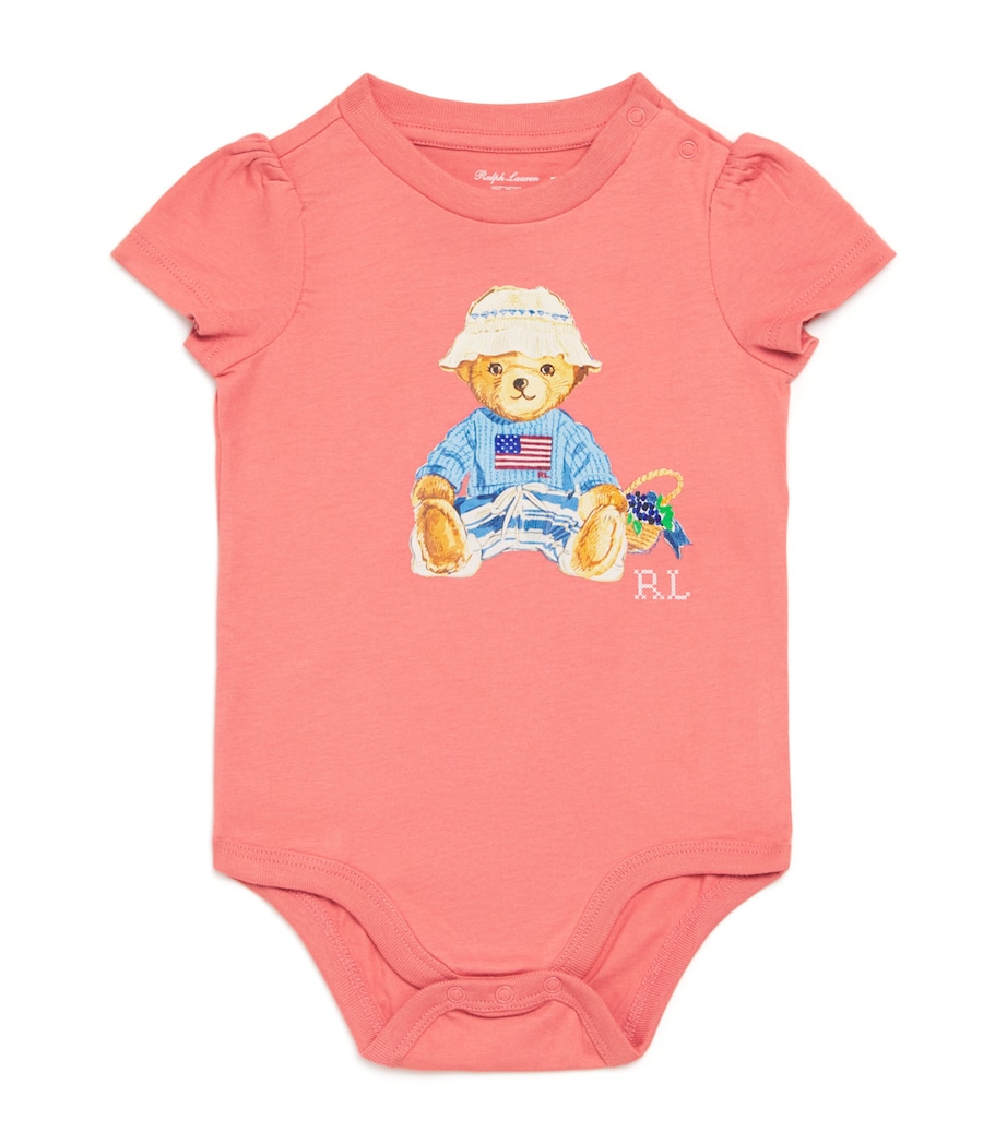 Cotton Polo Bear Bodysuit (3-24 months) PINK Image 1