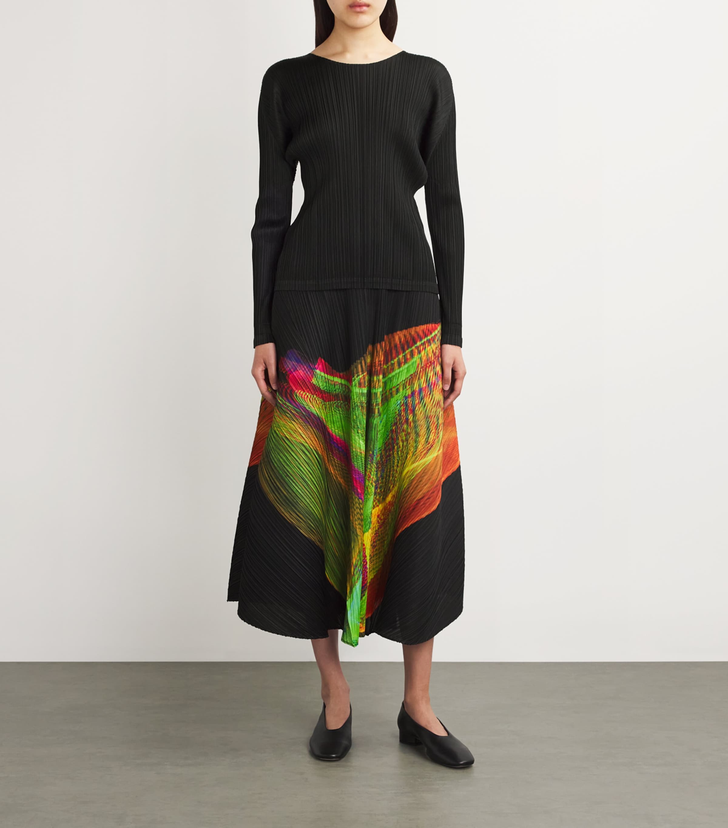 Pleats Please Issey Miyake Pleated Spectrum Midi Skirt