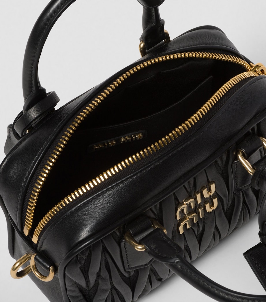 Small Leather Matelassé Arcadie Top-Handle Bag F0002 Image 8