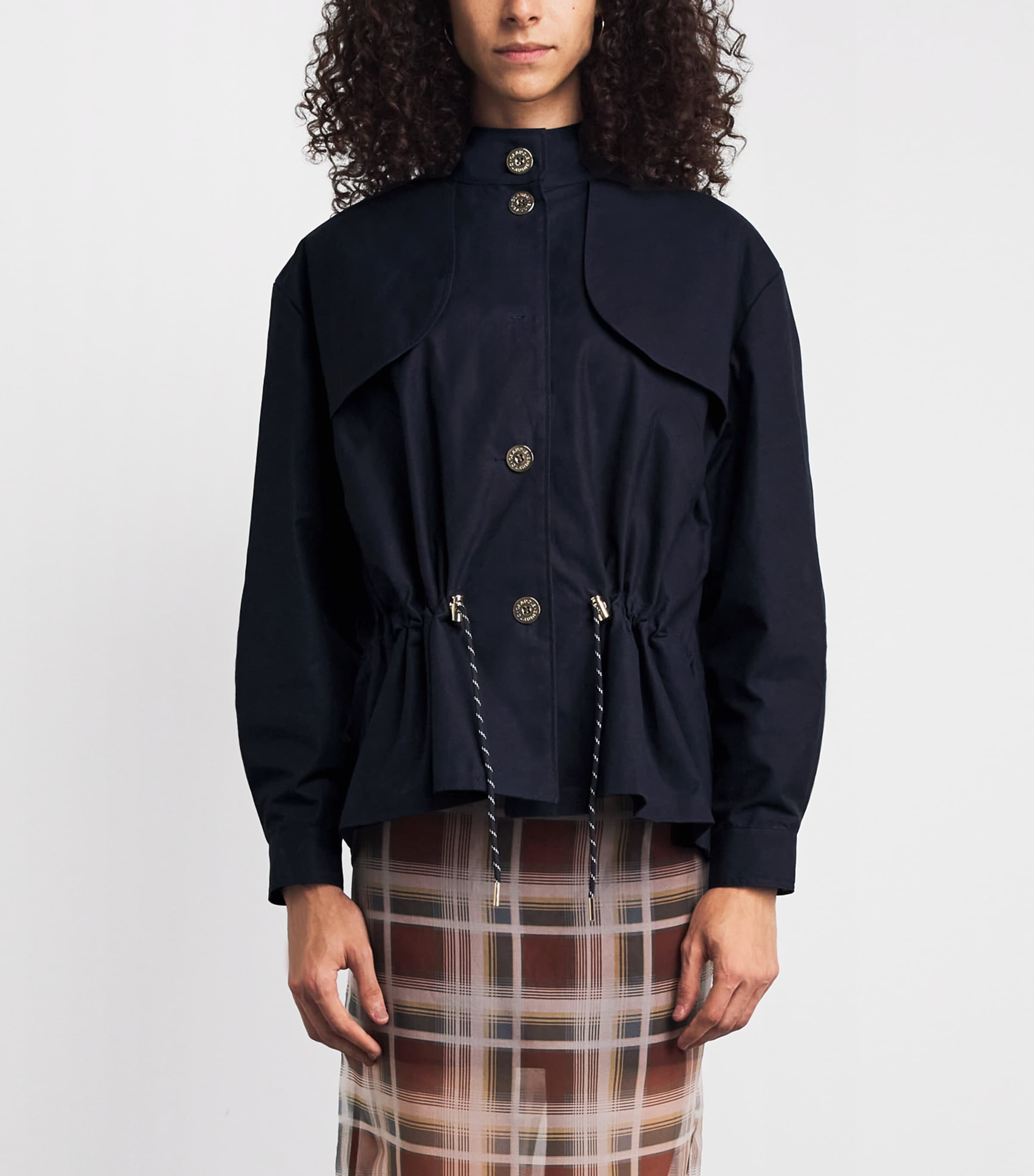 Claudie Pierlot Womens Cotton Waxed Gabardine Jacket Navy Image 4