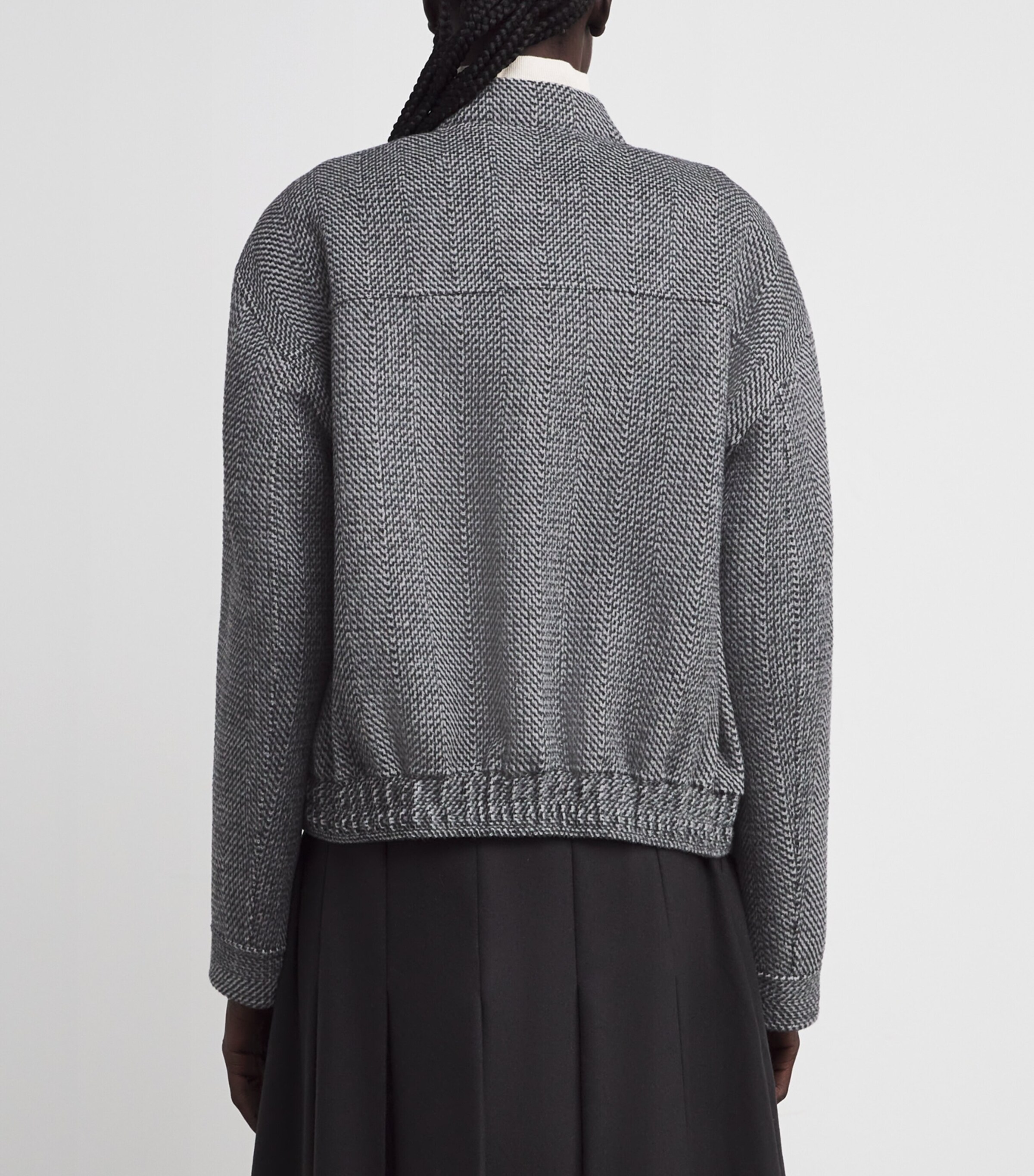 Virgin Wool Herringbone Gustave Bomber Jacket IVORY/SMOKE Image 4