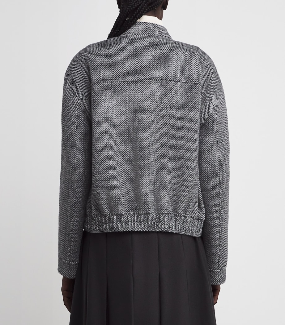 Virgin Wool Herringbone Gustave Bomber Jacket IVORY/SMOKE Image 4