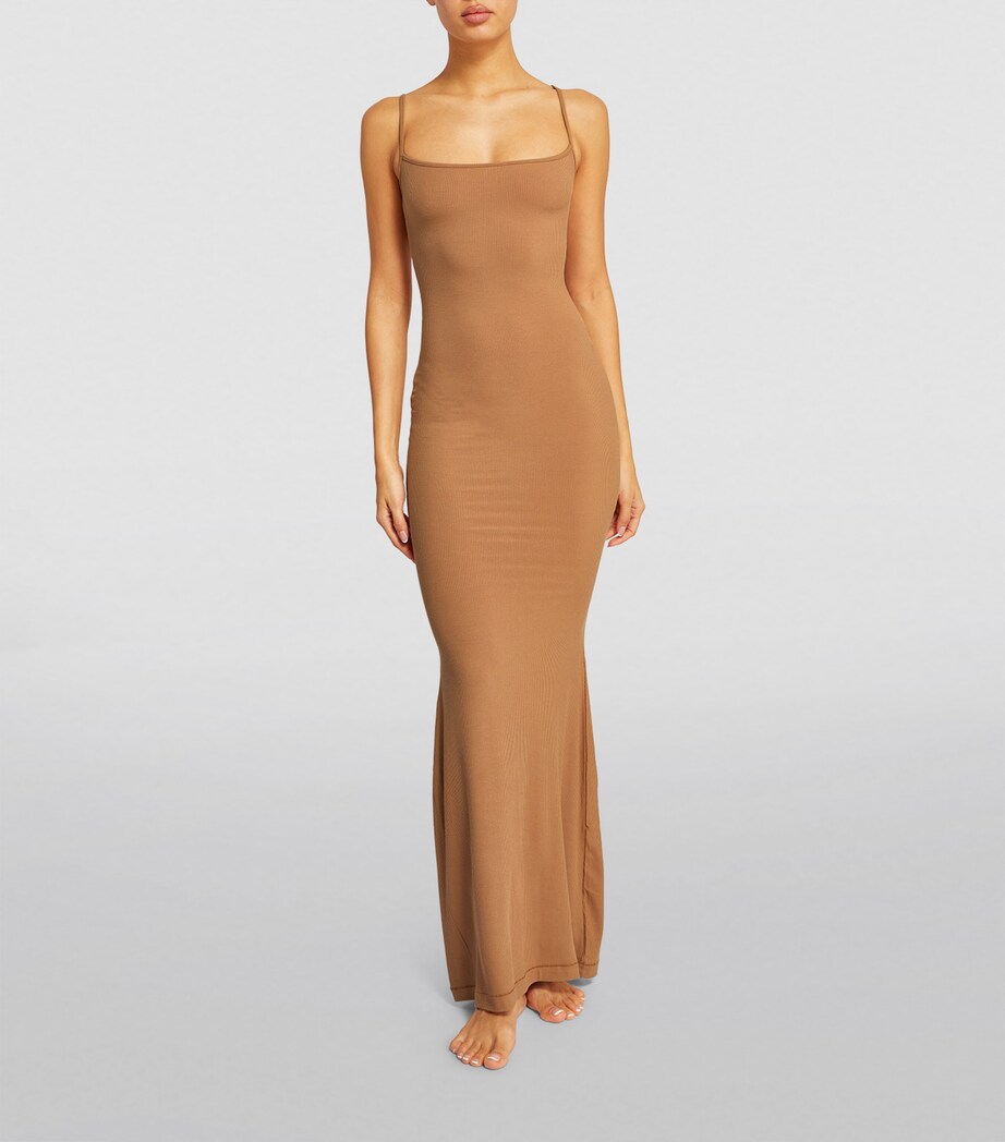 Soft Lounge Long Slip Dress CAMEL Image 6