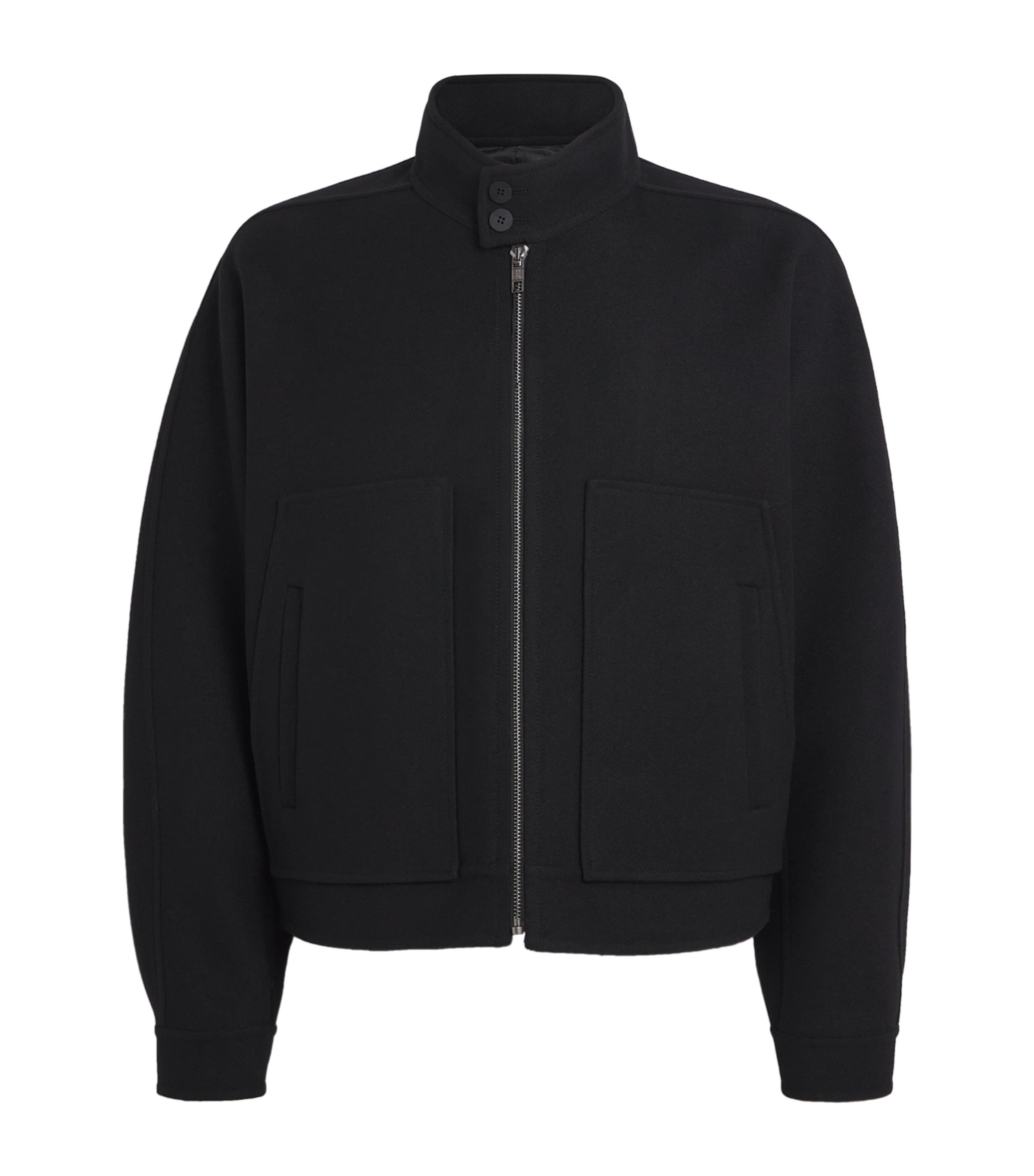 Wooyoungmi Black Wool-Blend High-Neck Zip-Up | Harrods US