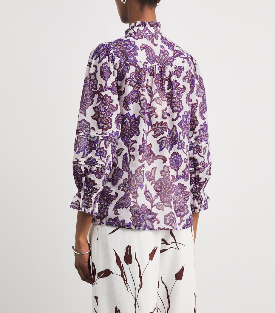 ME+EM Womens Cotton Floral Print Blouse Light Cream Multi Image 5