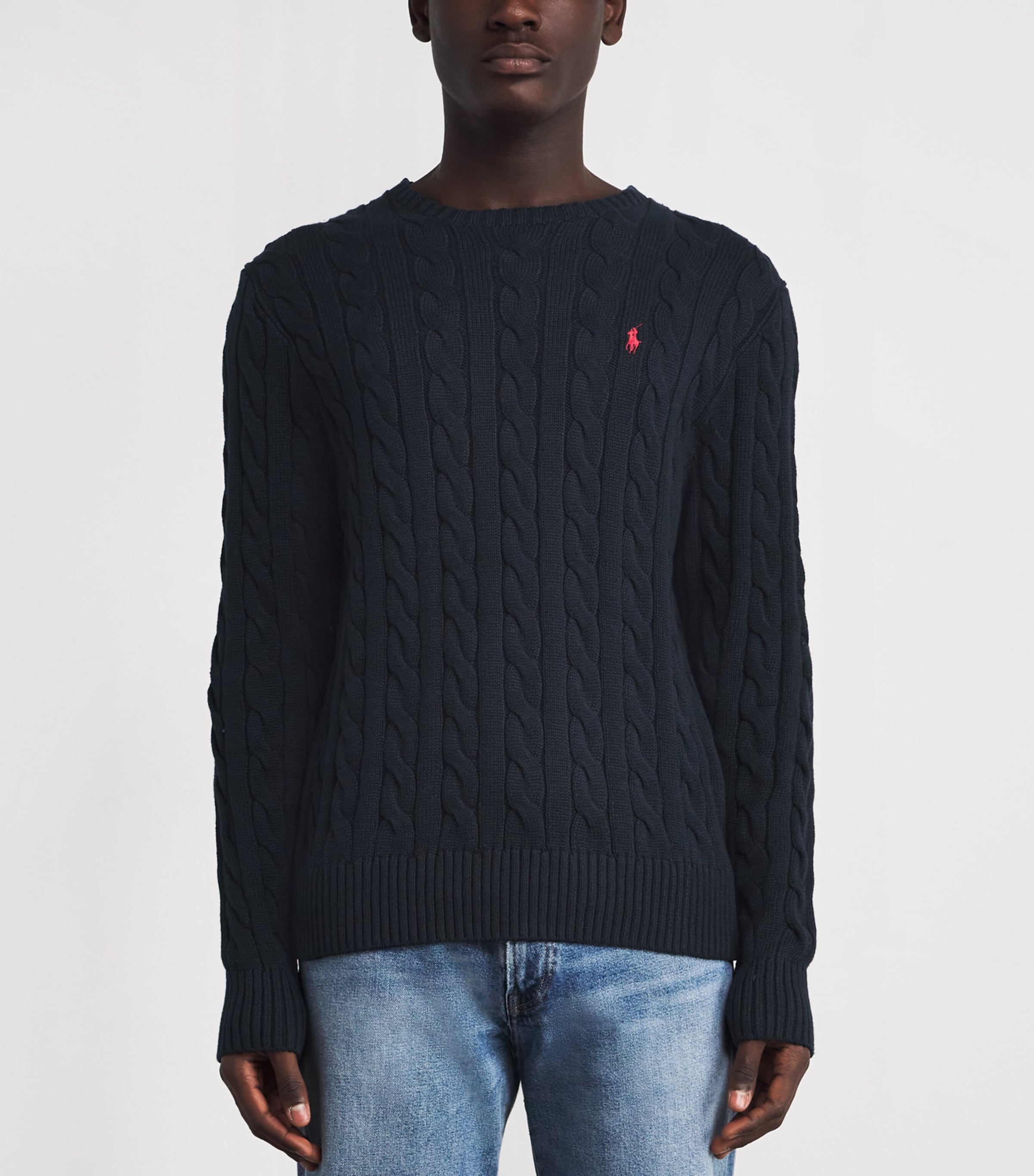 Polo Ralph Lauren Mens Cotton Cable-Knit Sweater Blue Image 3