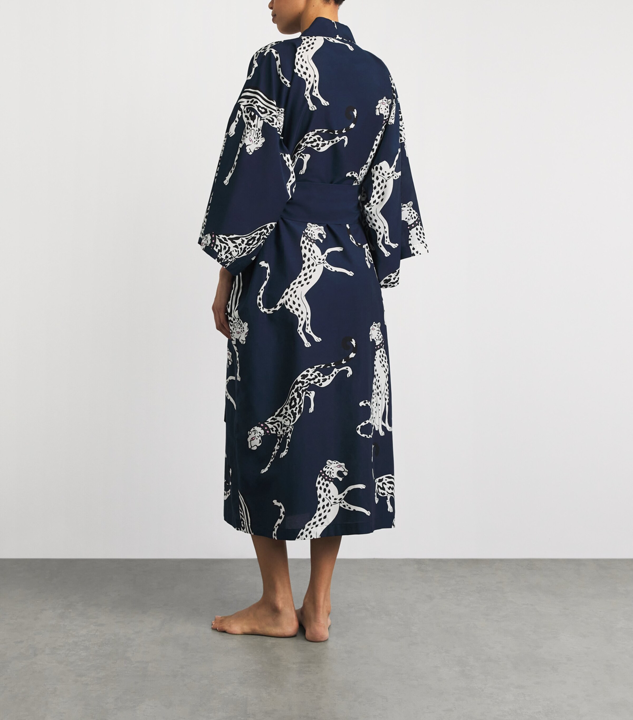 Olivia von Halle Womens Cotton-Silk Cheetah Amaya Robe Ziegfeld Image 4