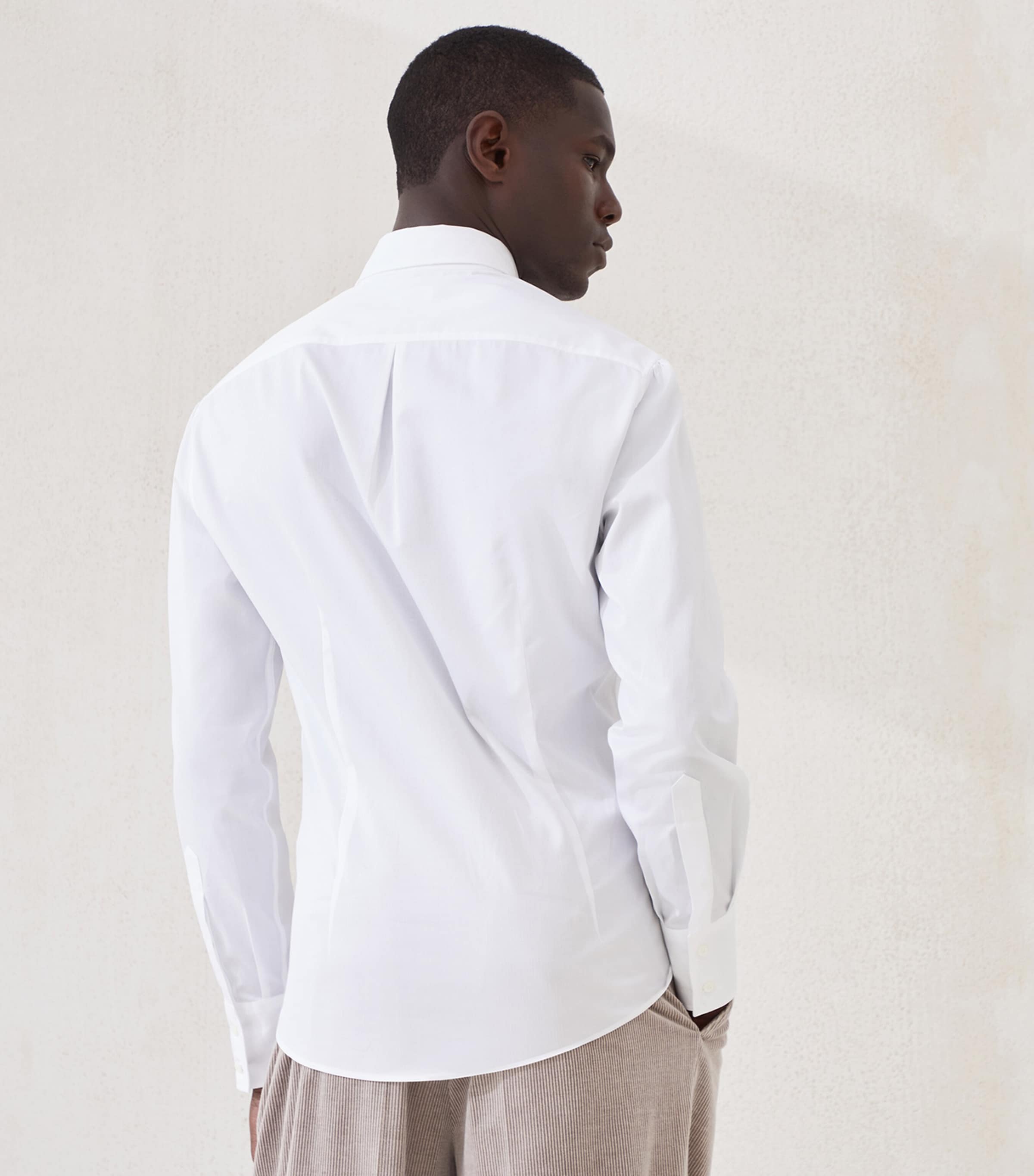 Brunello Cucinelli White Cotton Twill Button-Down Slim-Fit Shirt