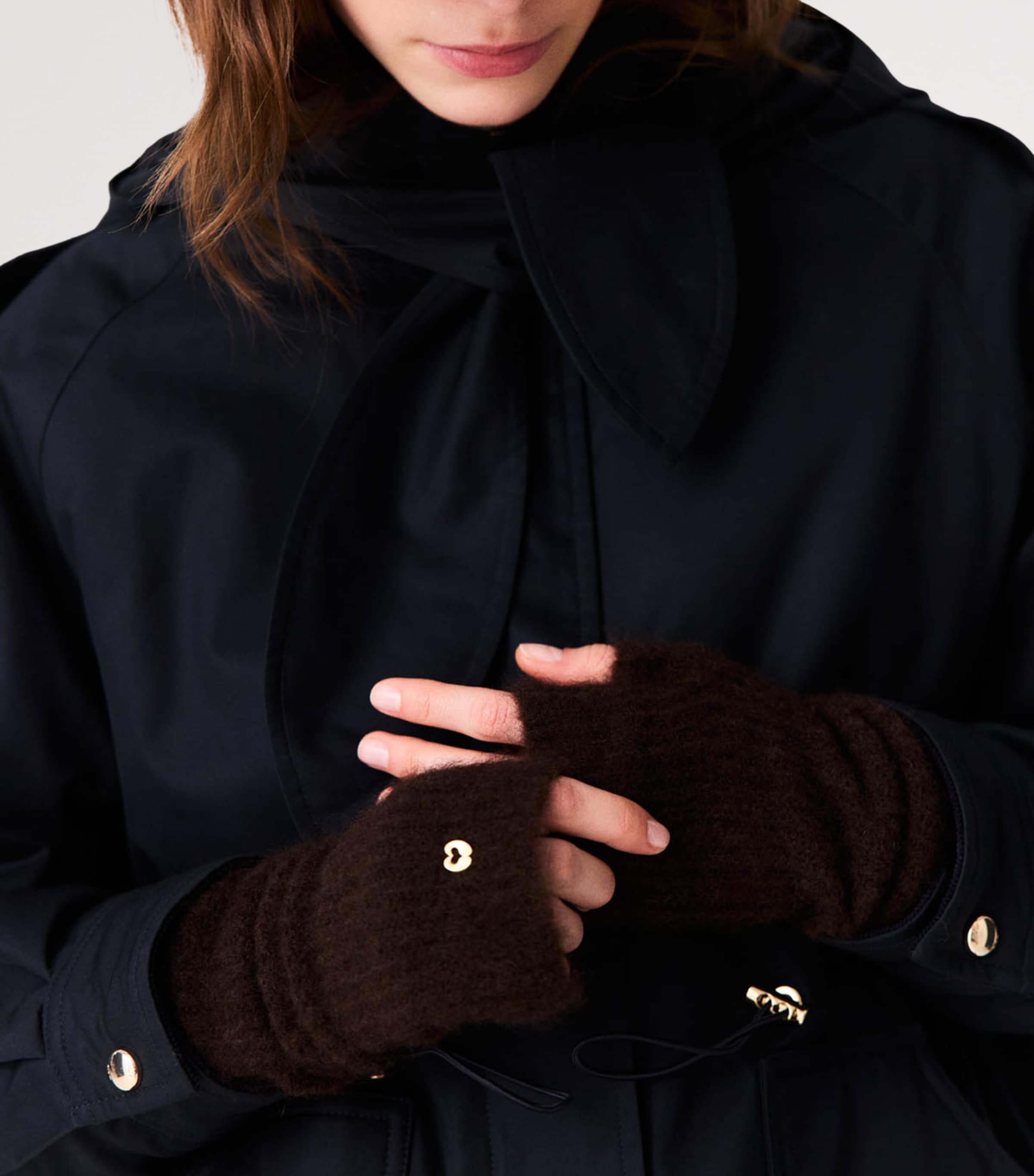 Maje Yak-Blend Mittens Dark Brown Image 6